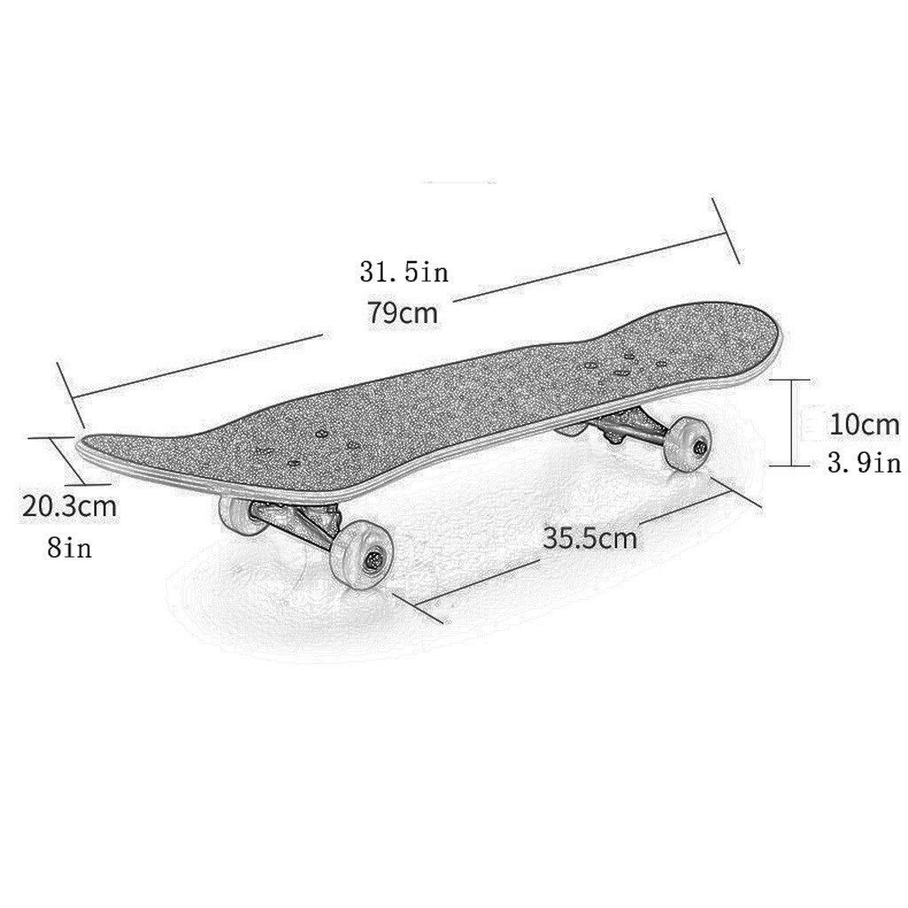 Lgan Skateboard Erwachsene, 31x8in Ahorn Longboard Kinder, Anfänger Skateboard Deck, Mädchen Pennyboard (Color : FF)