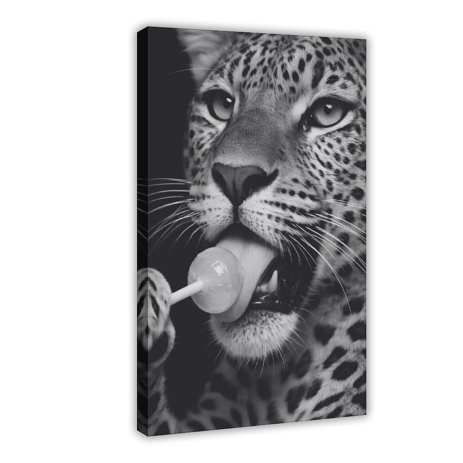 MRYCQ Leopard with Lollipop Poster Canvas Poster for Dorm Room Decor Gift
