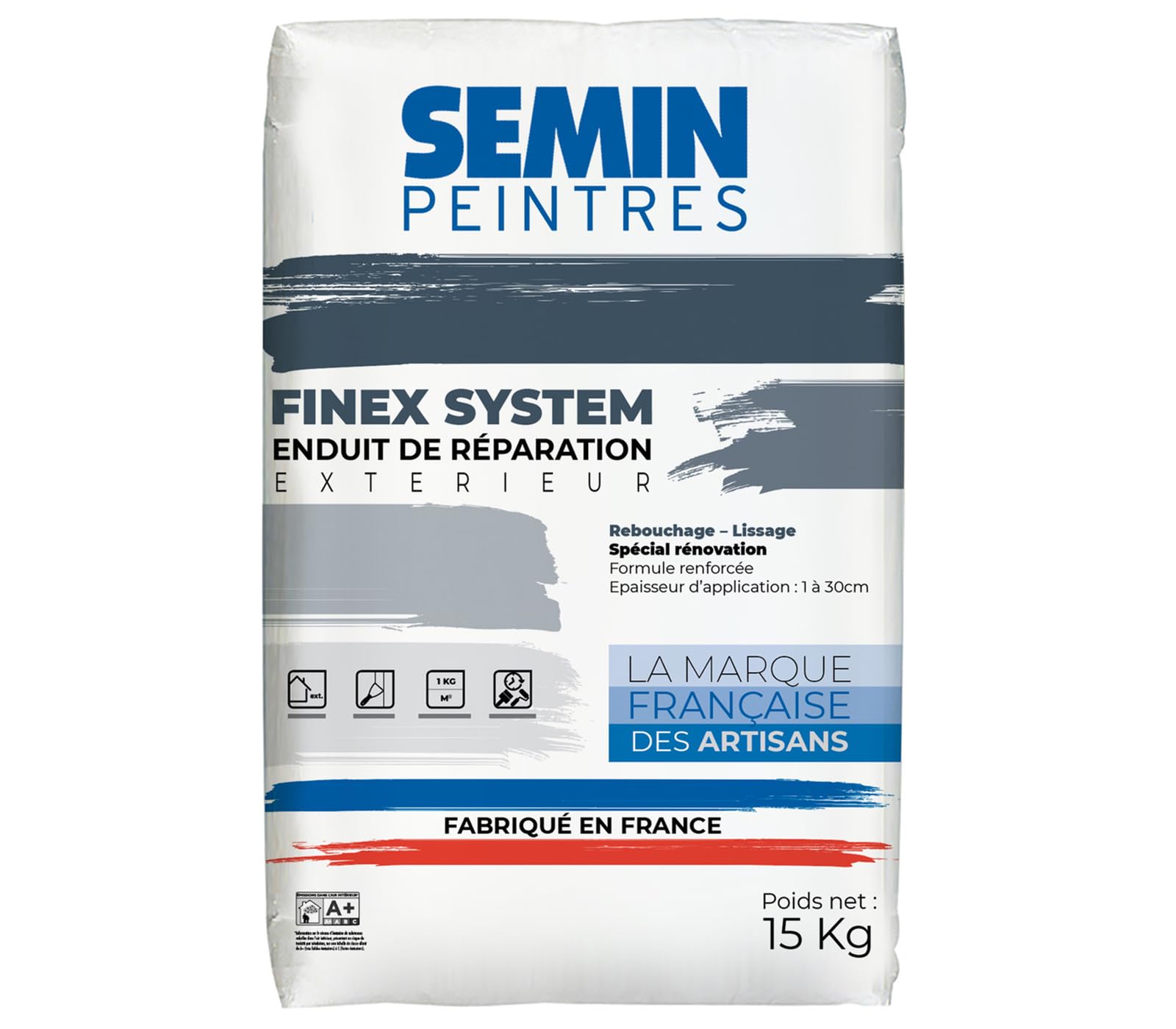 Enduit de réparation Semin Reboucheur, Extérieur, en Poudre, sac de 15 kg