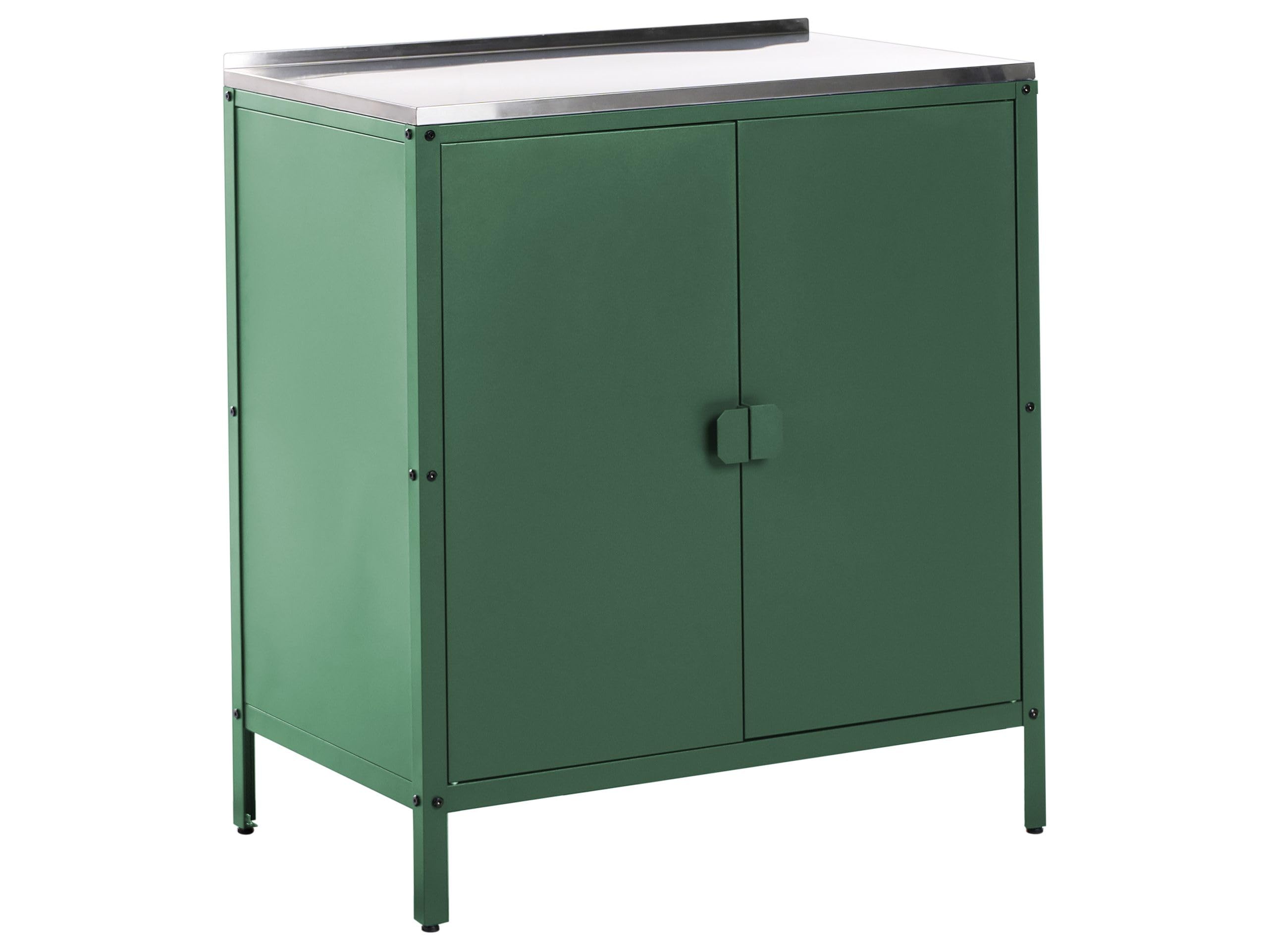 Beliani Armario Cocina Exterior 2 Puertas de Acero Inoxidable Verde Vilama