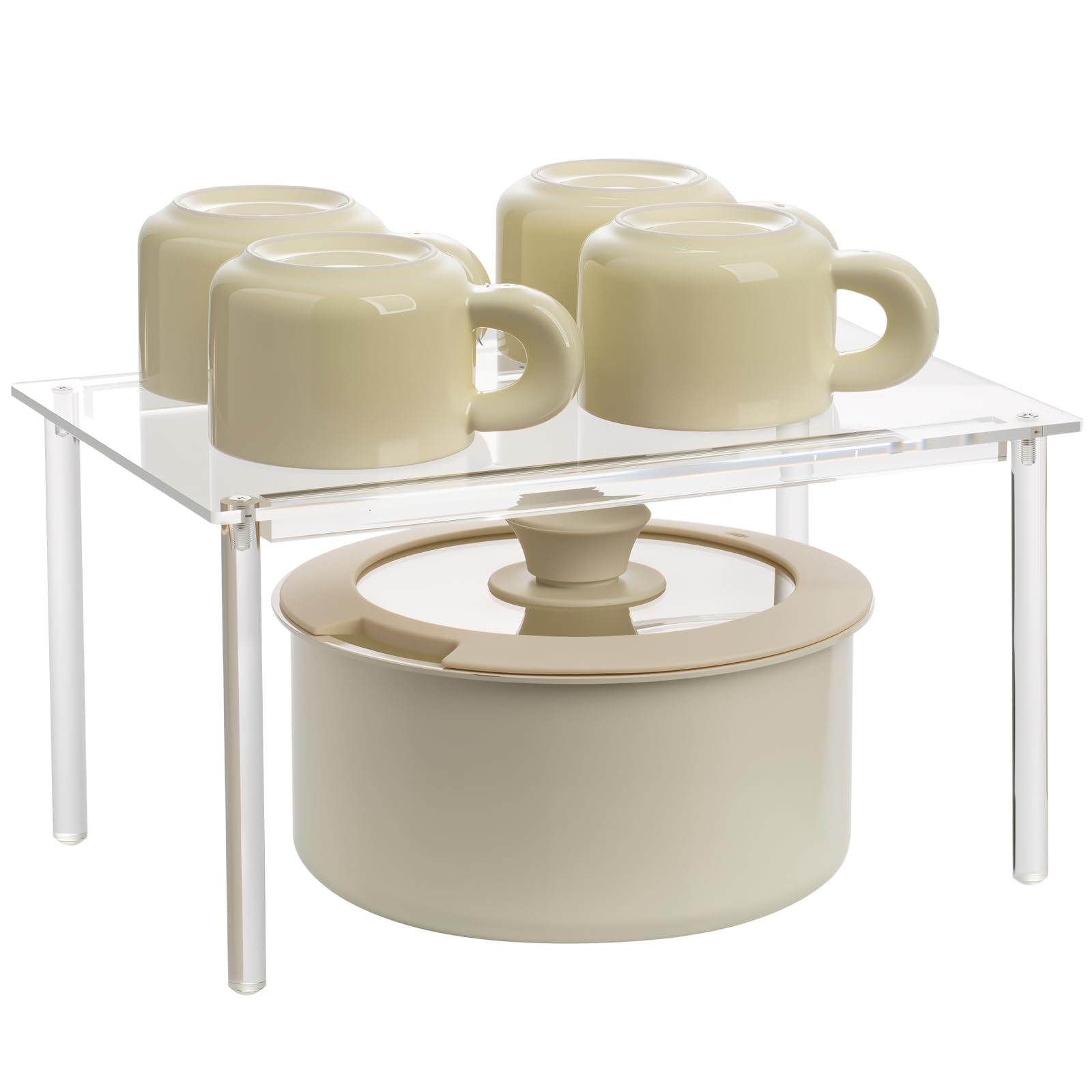 Photo 1 of ***MISSING LEGS***HENABLE 1 Pack Acrylic Cabinet Organizer, Kitchen Countertop Counter Organizer, Clear Spice Rack, Shelf Risers Cabinets for Bathroom, Desk, Dresser Cupboard Organizers and Storage***MISSING LEGS***
