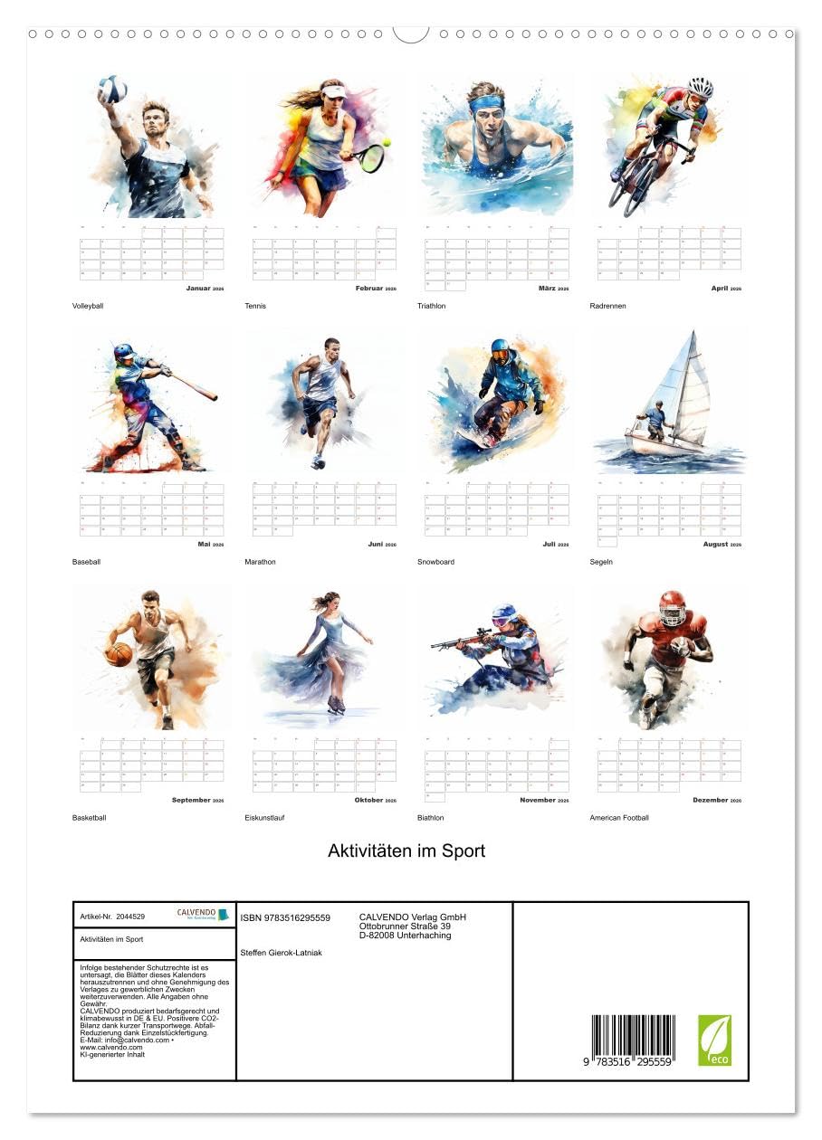 Aktivitäten im Sport (hochwertiger Premium Wandkalender 2026 DIN A2 hoch), Kunstdruck in Hochglanz: Sportliche Aktivitäten sind körperliche ... und Wettbewerb abzielen. (CALVENDO Sport)