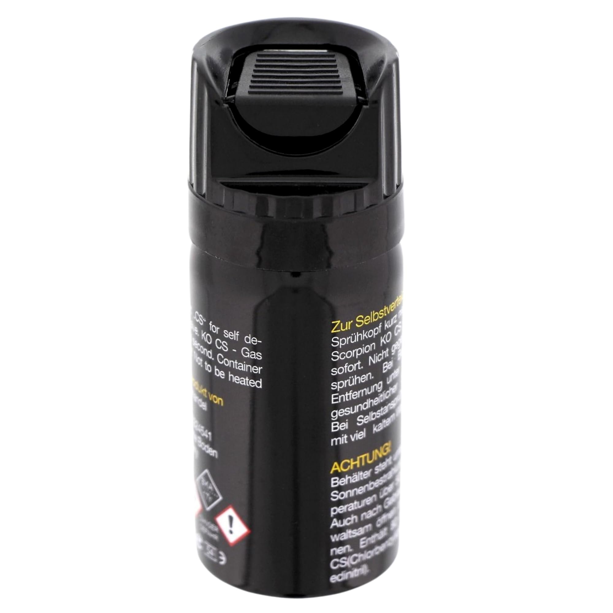 4 Stück KO Security CS-Spray 40 ml – Breitstrahl Personenabwehrspray mit BKA-Zulassung - modernes Design - kompakt und diskret