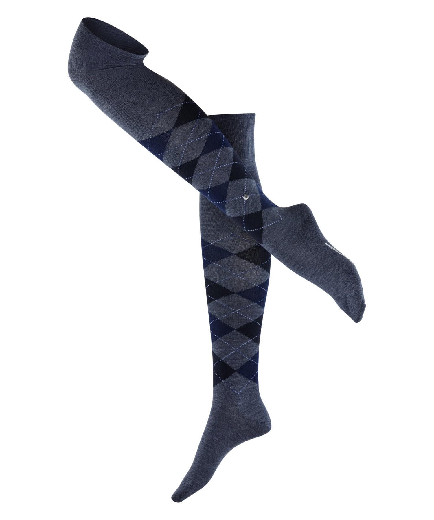 Burlington Women's Marylebone W Ok Wool Long Patterned Overknee Socks 1 Pair, Blue Dark Melange 6688, 3.5-7