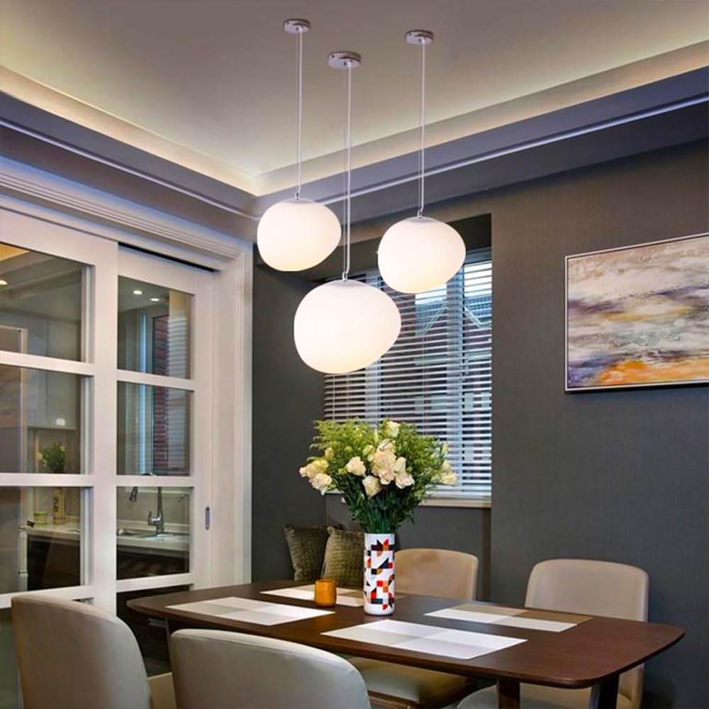 Hanglamp Moderne Hanglamp G9 binnen kroonluchter Witte glazen bol Plafond hanglamp Eetkamer Houten body Vintage metalen verlichting Woonkamer Slaapkamer Bar Decoratieve plafondlamp (Color : Silver