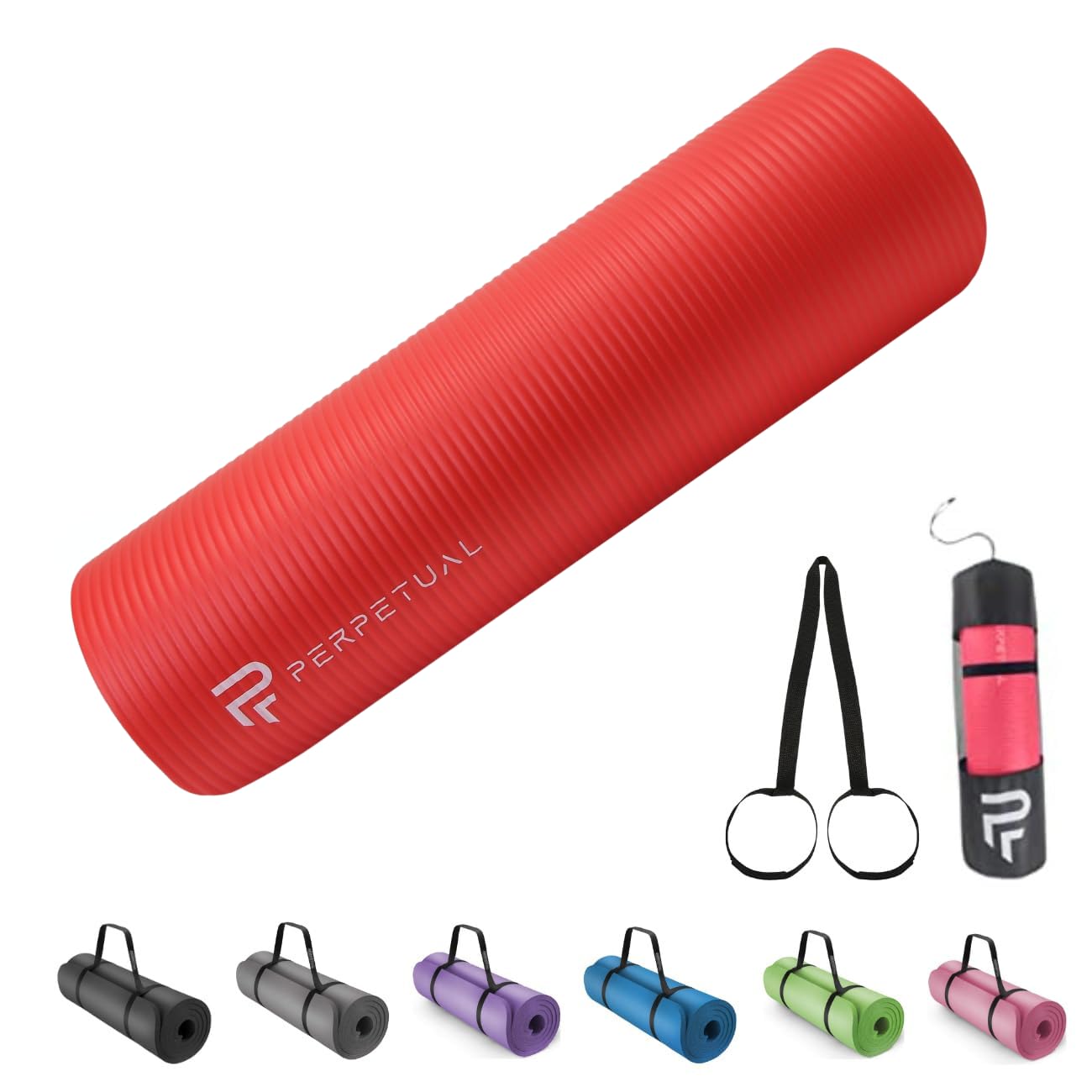 PERPETUAL Esterilla de Yoga y Pilates 10/15mm - Mat Antideslizante - Con Correa y Bolsa de Transporte - Colchoneta Gruesa y Plegable - Hombre/Mujer - Gimnasia, Fitness y Ejercicios - Gimnasio en Casa