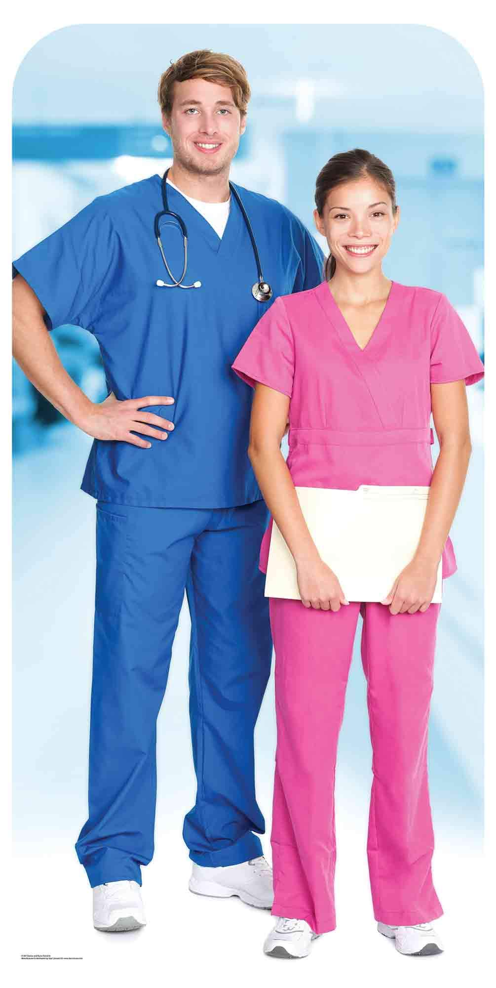 Doctor and Nurse Health Workers Stand-in Cardboard Cutout - Great for photos