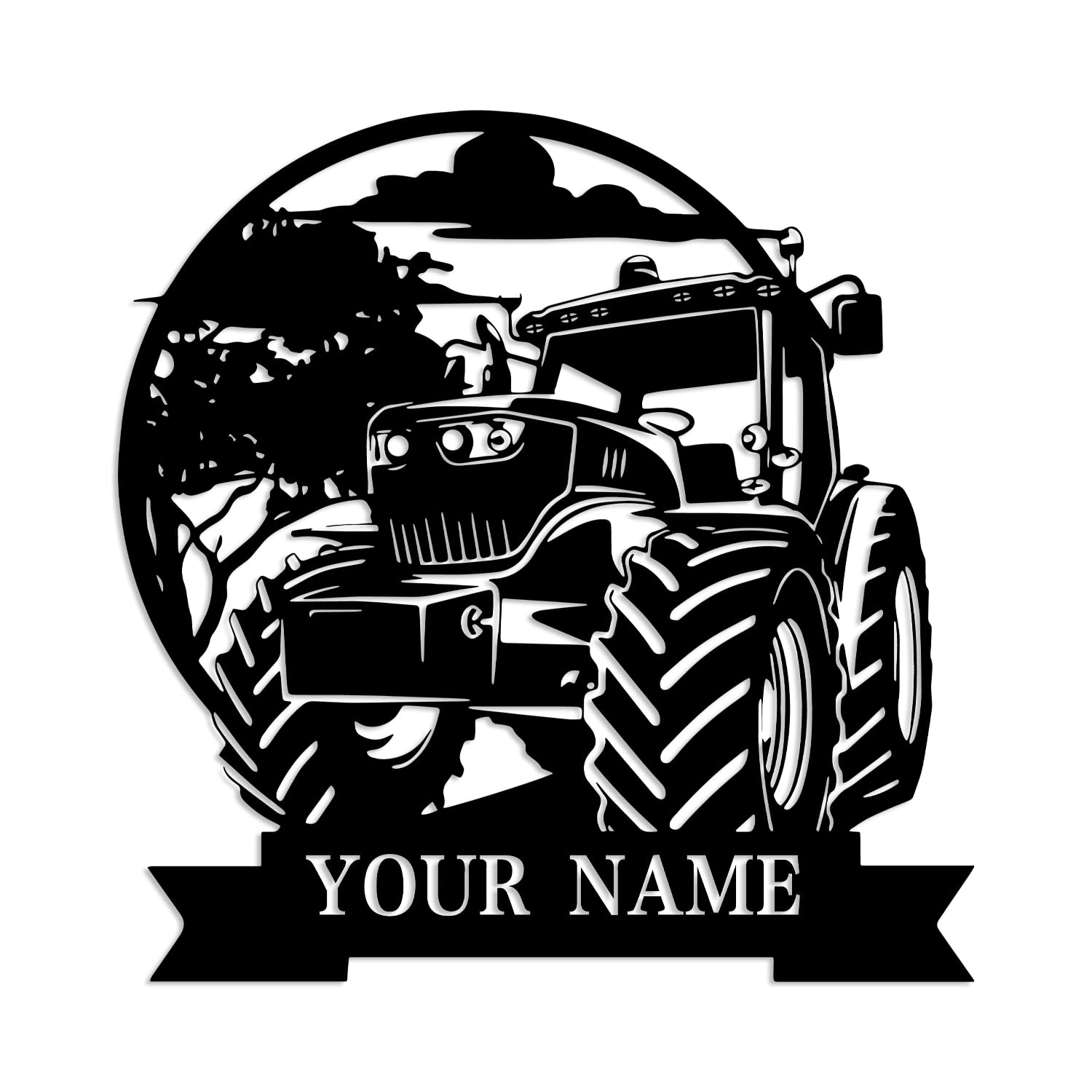 Kissesuu Black Custom Tractor Driver Metal Wall Art, Personalized Farm Tractor Name Sign, Home Decor Farm Truck Decoration, Metal Wall Art, Custom Your Name Signs