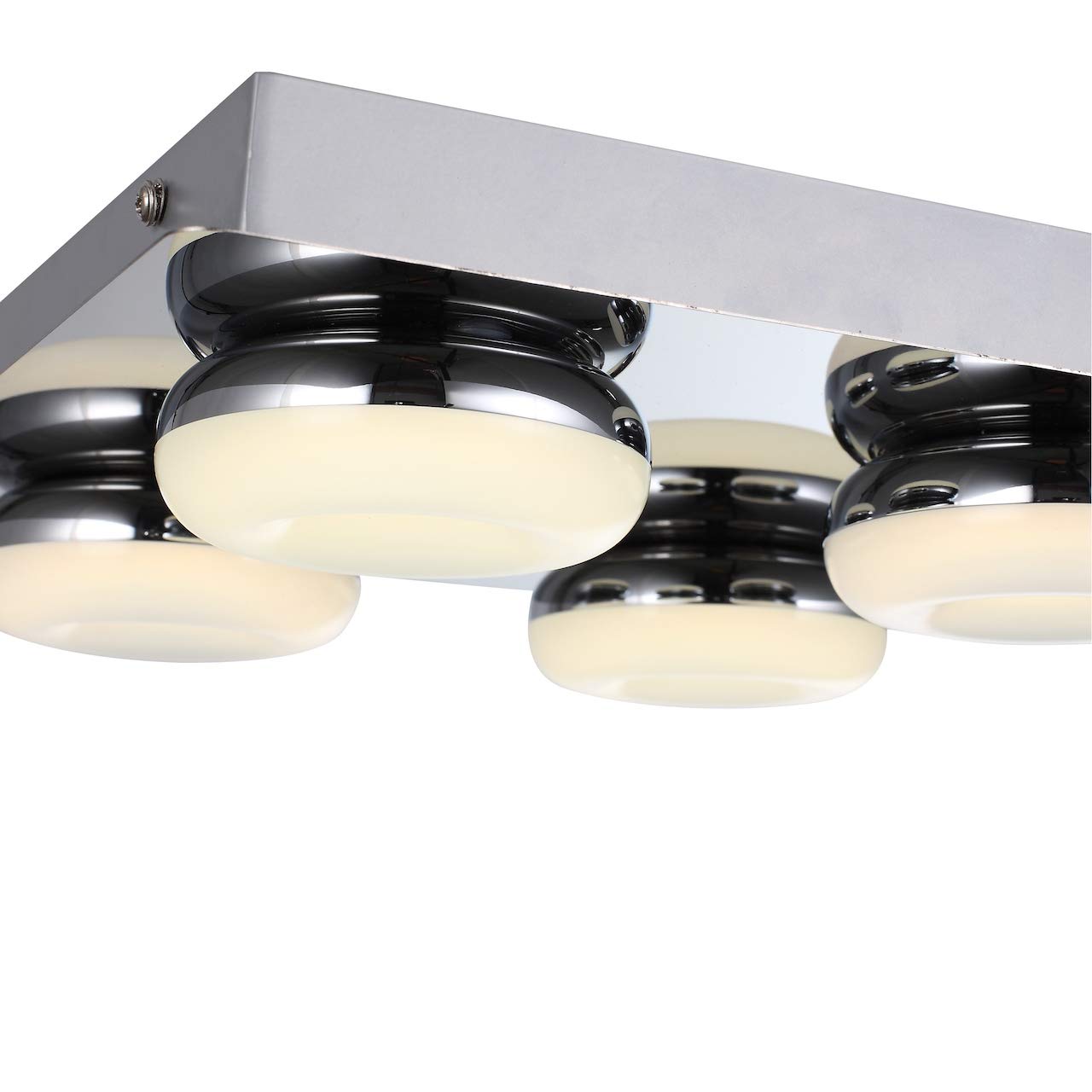 AUROLITE 4 LED Semi-Flush Ceiling Light, Polished Chrome Finish, 20 Watts 2300 Lumens, Natural White (4000K), Waterproof (IP44), Ideal for Living Room, Bedroom, Bathroom