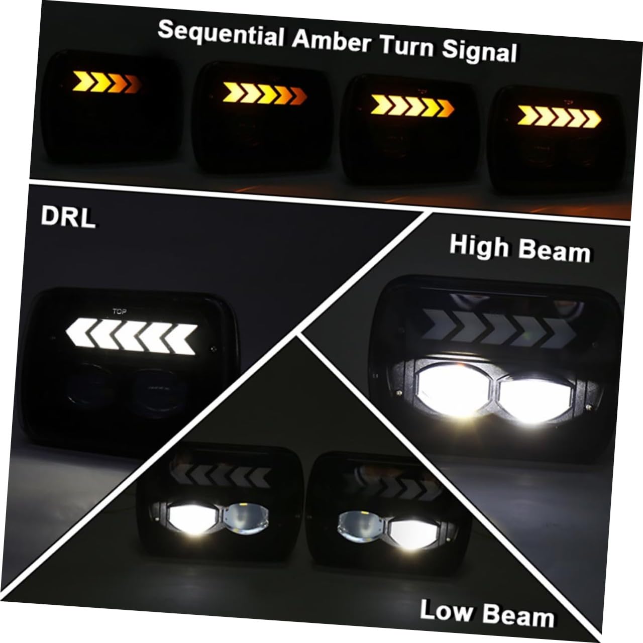 Alipis Faro LED para Suv 5x7 Pulgadas Ip67 3060lm Luz Intermitente