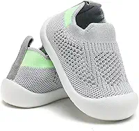 Tênis Sapatinho Meia Infantil Antiderrapante para Primeiros Passos, Bebê 0-36 Meses, Malha Flexível, Ultra Leve 28g, Unissex, Cinza, Azul, Amarelo ou Rosa