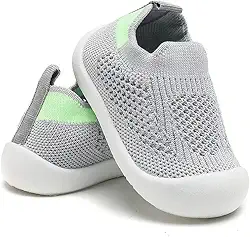 Tênis Sapatinho Meia Infantil Antiderrapante para Primeiros Passos, Bebê 0-36 Meses, Malha Flexível, Ultra Leve 28g, Unissex, Cinza, Azul, Rosa ou Amarelo
