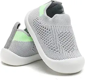 Tênis Sapatinho Meia Infantil Antiderrapante para Primeiros Passos, Bebê 0-36 Meses, Malha Flexível, Ultra Leve 28g, Unissex, Cinza, Azul, Amarelo ou Rosa