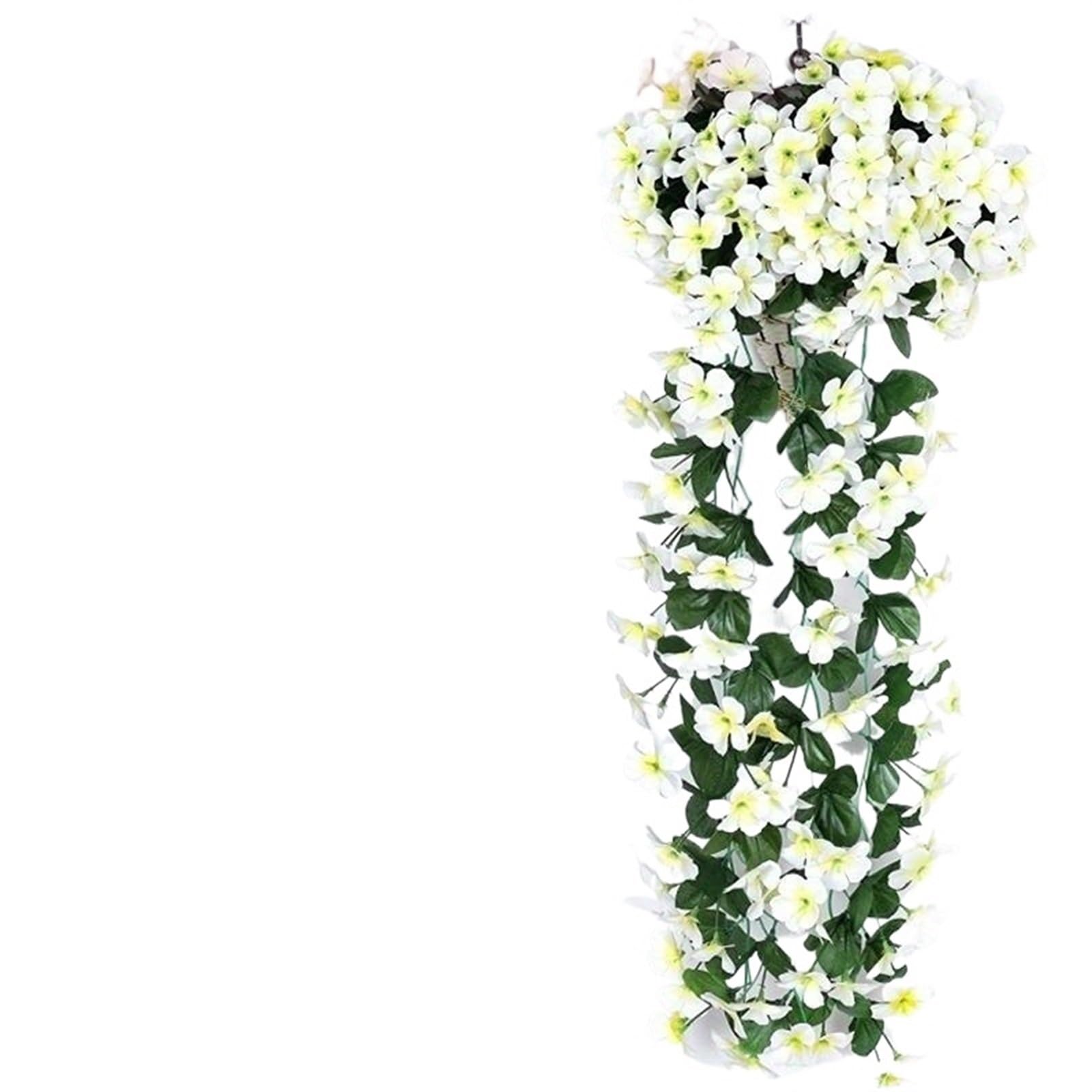 NDSJAIE Artificial Flower Vine 1pc Artificial Violet Flower Vines Plastic Fake Flowers Wall Hanging Plants Wisteria Garland for Wedding Home Garden Decoration For decoration(White)