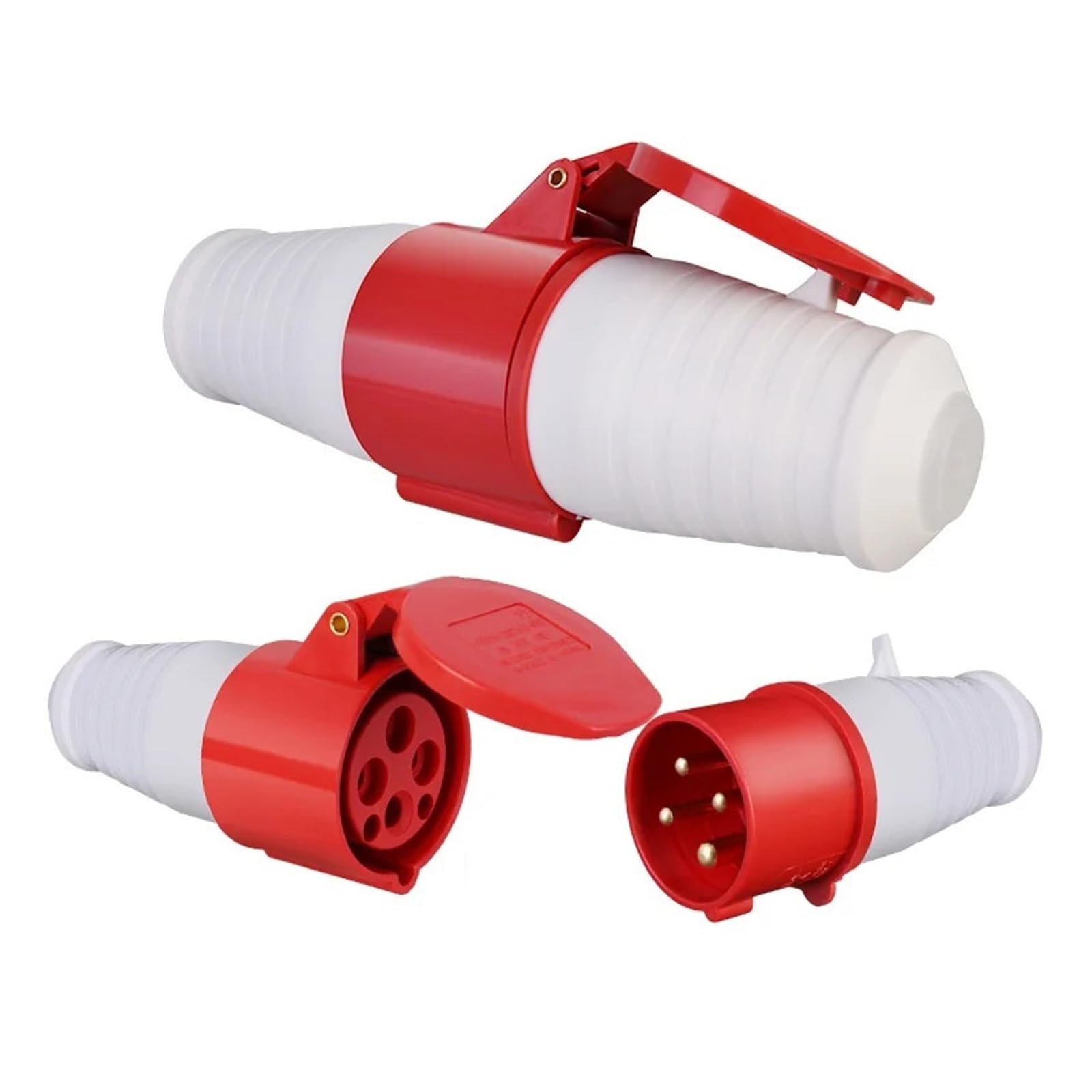 Industrial plug and socket waterproof connector 3PIN 4PIN 5PIN 16A/32A IP44 waterproof electrical connection wall mount socket(16A Plug,20 Pcs,5 Pin)