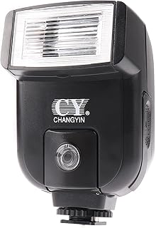 Hersmay CY-20 Universal Hot Shoe On-Camera Flash Speedlite Electronic Speedlight with Sync Port for Nikon Canon Panasonic Olympus Pentax Alpha Digital DSLR Camera Flash Light