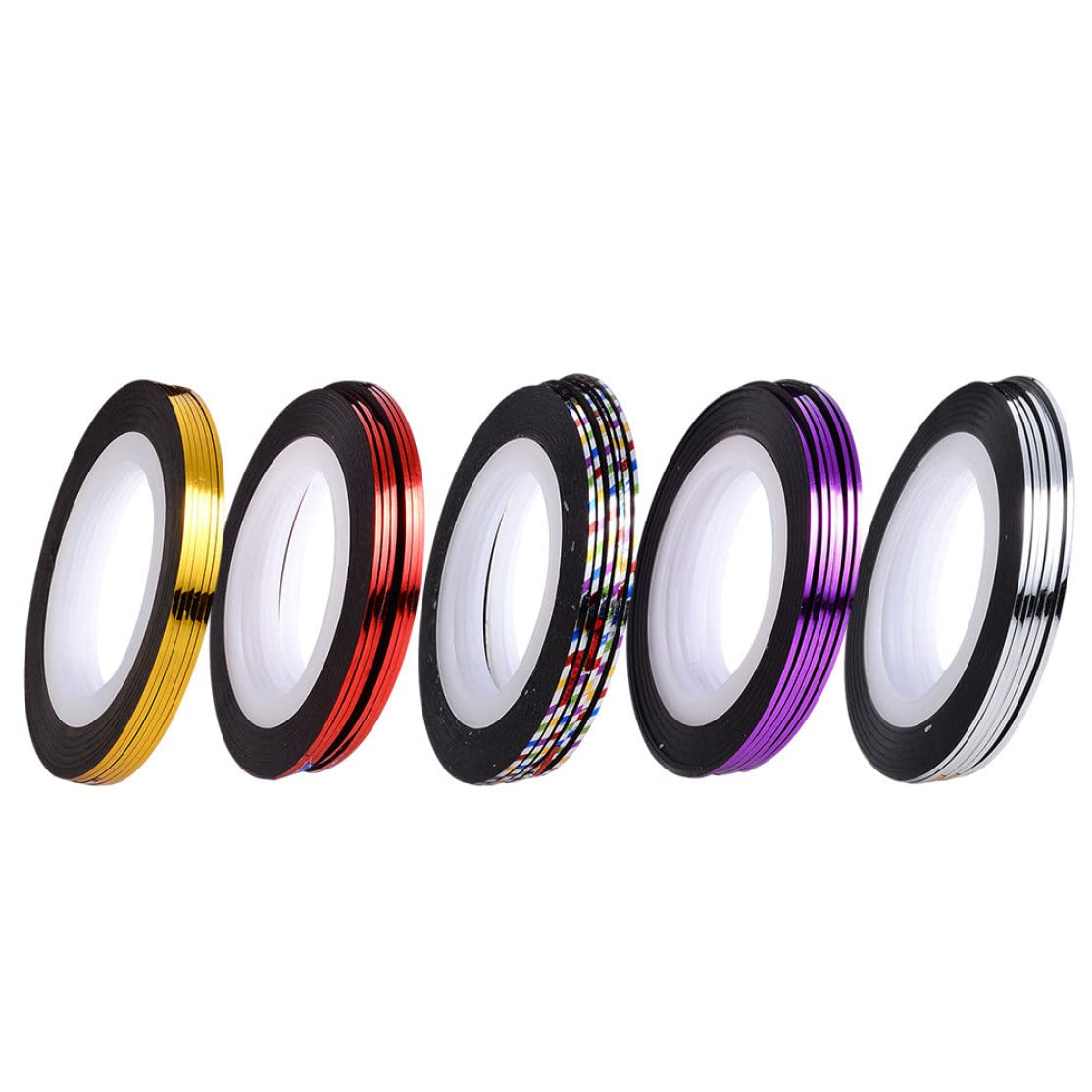 Ruban à rayures à ongles, autocollant à ongles adhésif de 20 m, autocollant des bandes d'art, décoration de ligne de nail art pour pointes de ongles bricolage (dorée)