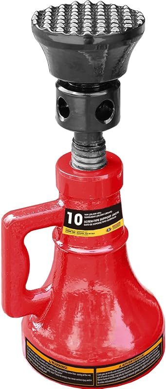 Big RED ASJ10R Torin Professional Car Support Screw Jack for House Construction Bridge Stabilization, 10 Ton (20,000 lb) Capacity, Red