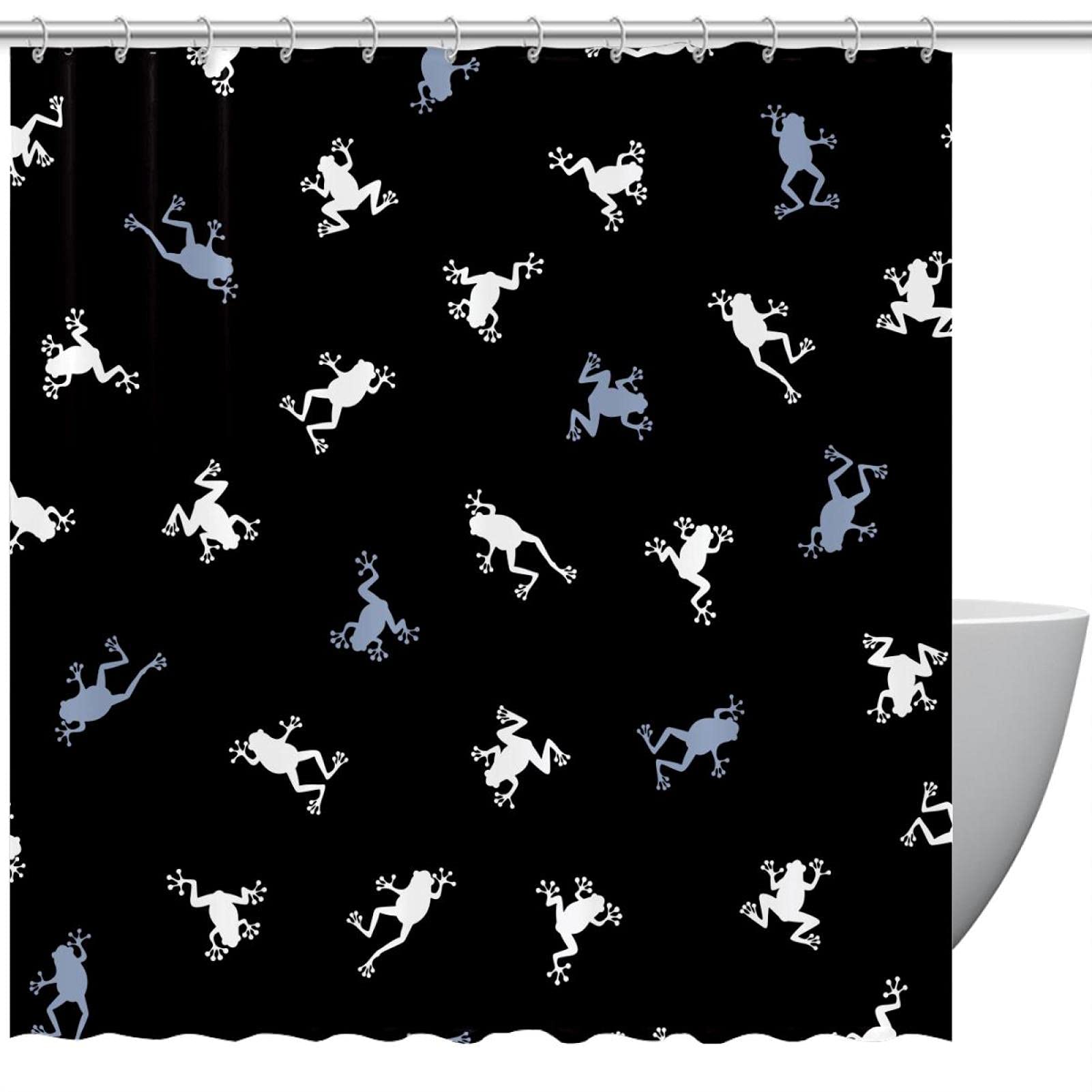 Rideau de douche grenouilles noir et blanc 183x183 cm accessoire de bain
