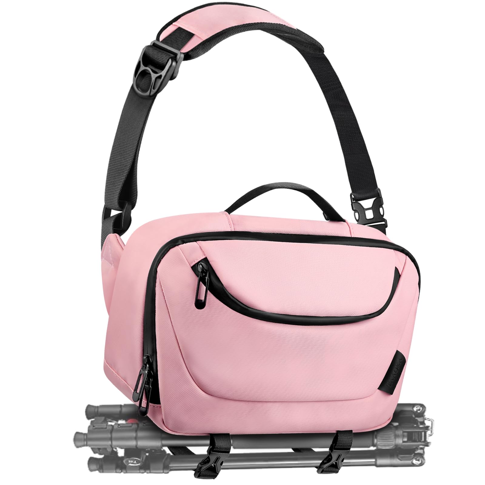 TAAOKA Camera Sling Bag,Waterproof Camera Case with Tripod Holder,Lightweight DSLR/SLR/Mirrorless Camera Bags Crossbody for photographers-Pink