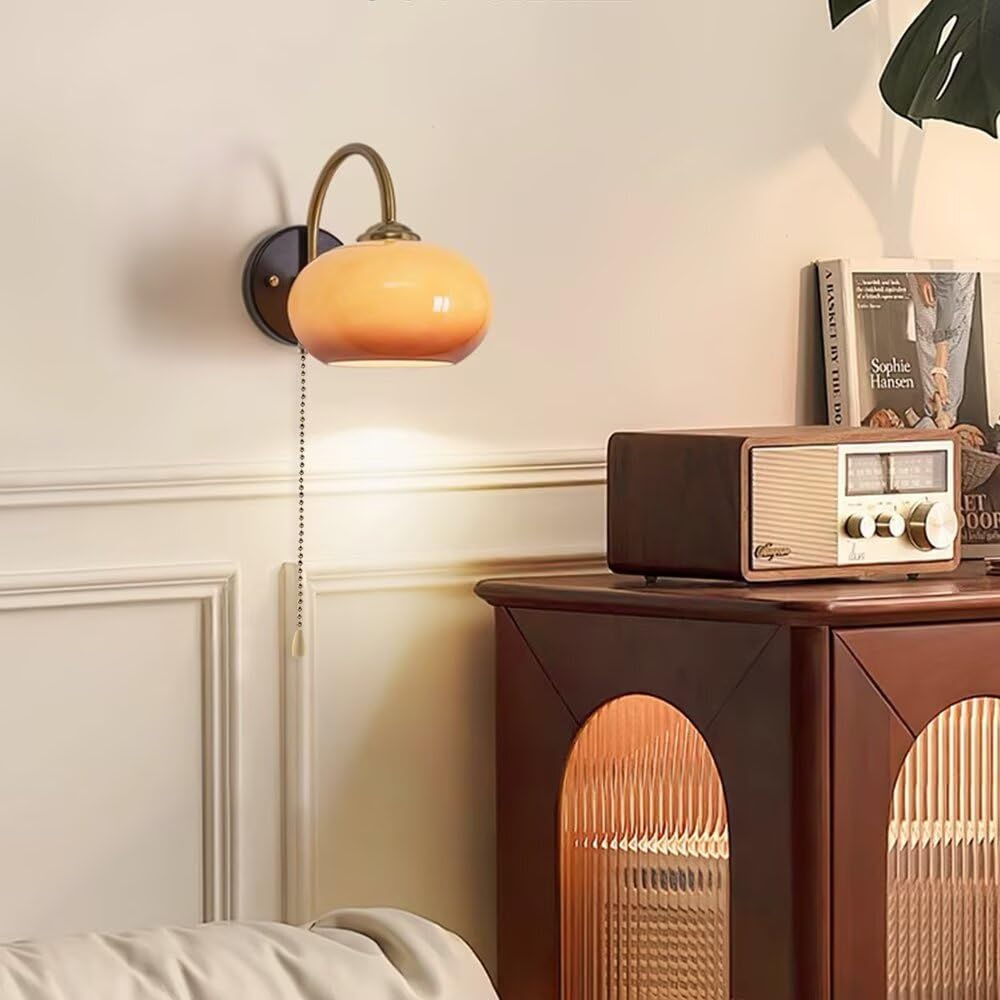 Szklana lampa ścienna styl vintage lampka nocna kreatywna lampa wspornikowa dekoracyjna lampa ścienna do sypialni, przedpokoju
