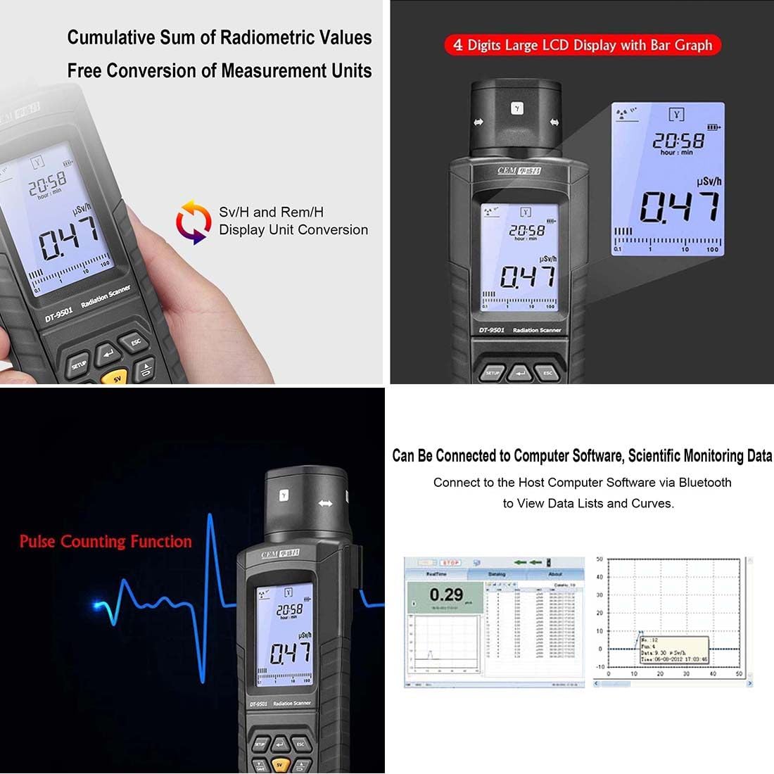 Geigerzähler Radioaktivität, Nuklearer Strahlungsdetektor, Röntgenmessgerät, Tragbares Digitales Messgerät, Hochempfindliches Dosimeter Mit LCD-Display-Alarmgerät