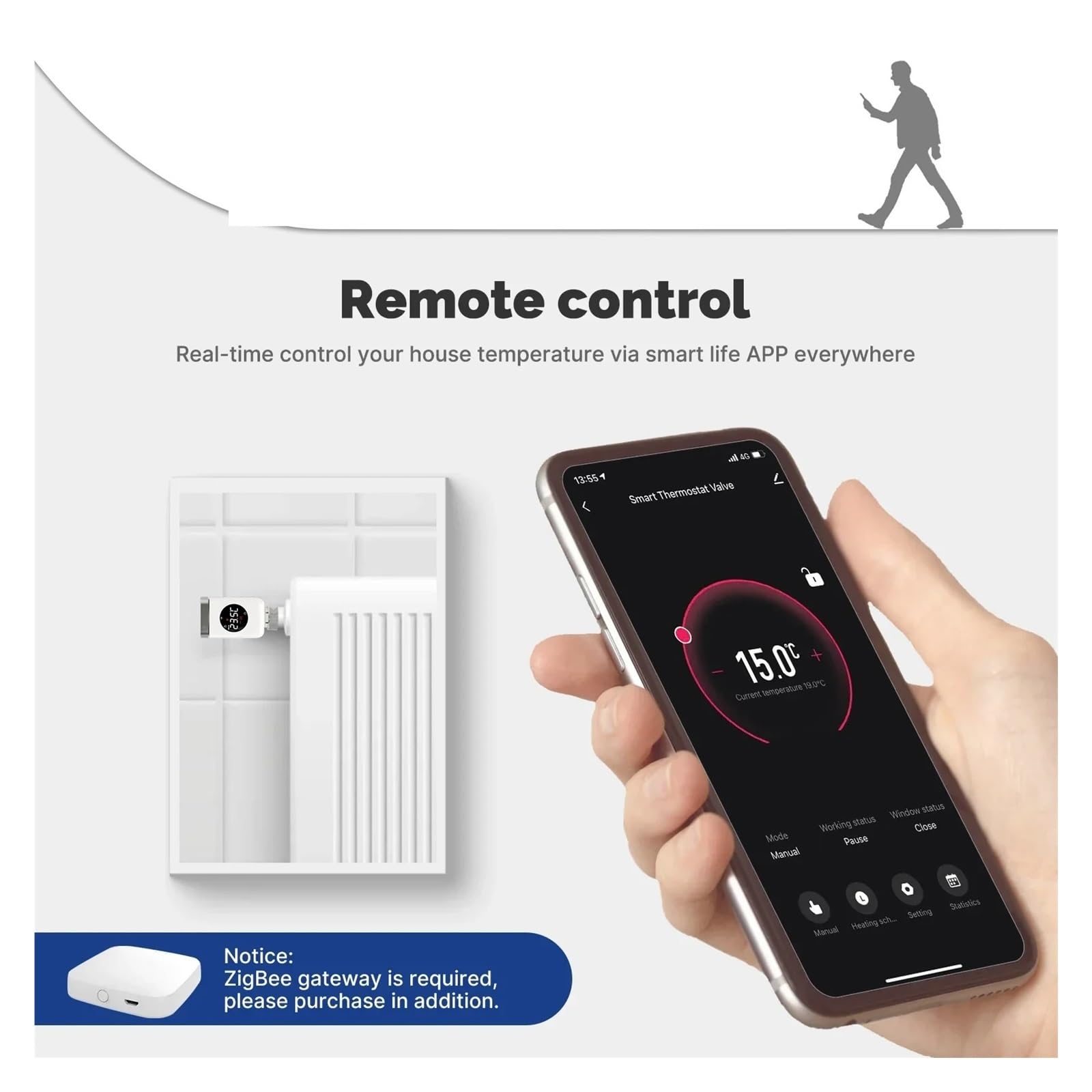 WiFi TRV Inteligentny Zawór Termostatyczny Do Grzejników Programowalny Sterownik Ogrzewania APP Zdalny Współpracuje Z Informacja O ZgodnośCi(3 PCS WIFI)