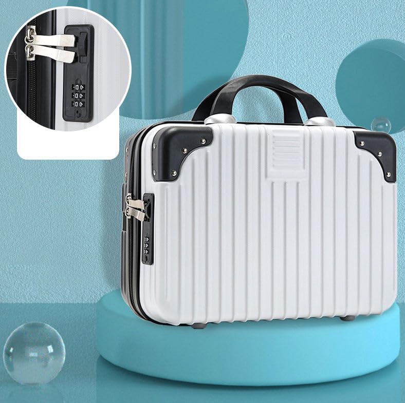 Image of Makeup Case Suitcase, Mini Bag, Mini Hard Shell Travel Luggage, Women Portable Water Proof Carrying Suitcase, Organizer Bag, Small Hard Shell Cosmetic Luggage, Water Proof (B-Black&White)