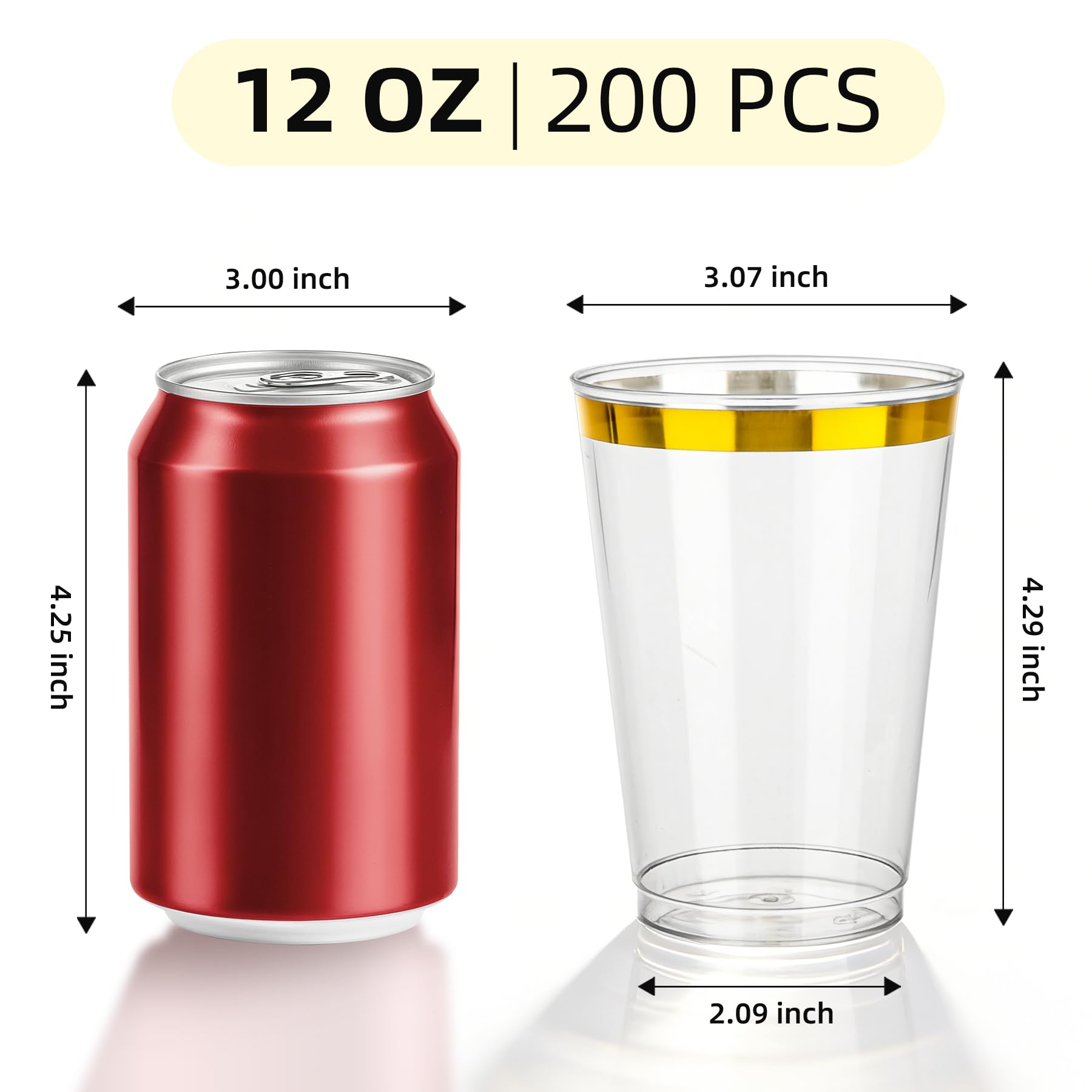 200 Pack 12 oz Gold Rimmed Disposable Plastic Cups for Party — Amazon image 3