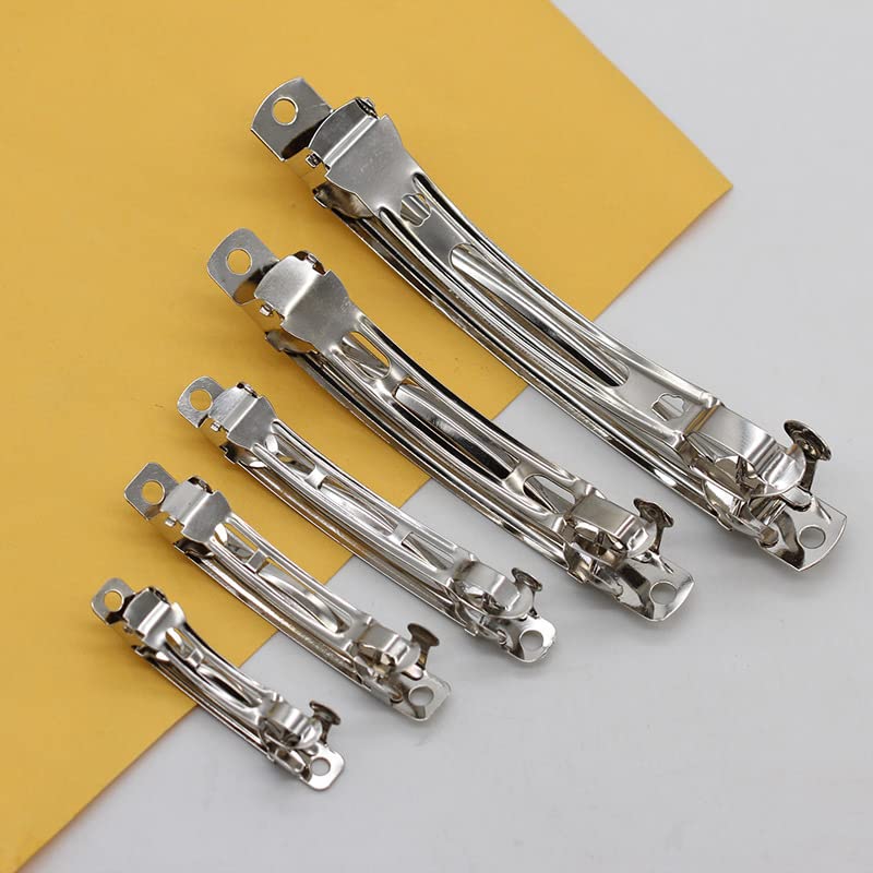 Mixed 4 Sizes Silver Tone Metal French Style Barrette Hair Clip 50/60/70/80mm for DIY Craft (40 Packs) image 5