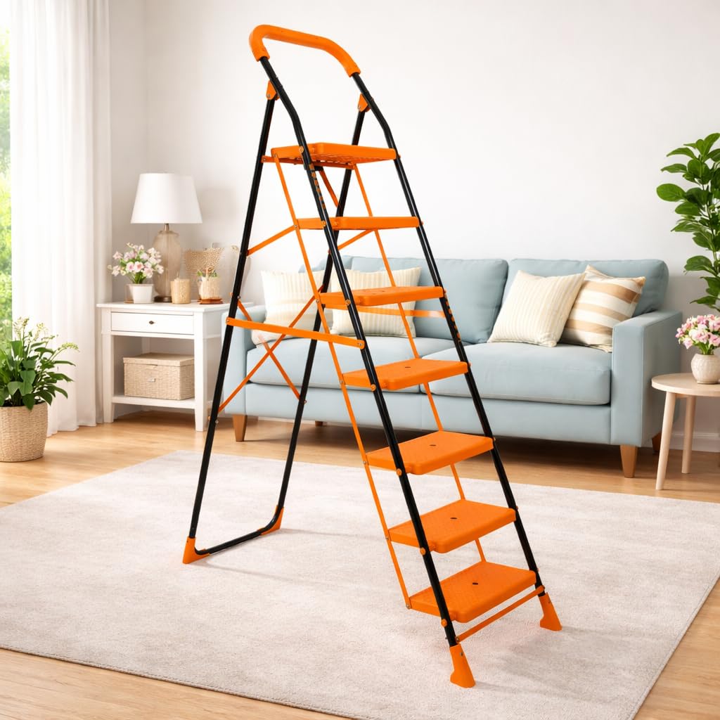 Parasnath Kohinoor Ladder with Wide Steps 7 Steps 7.3 ft Folding Ladder Made in India (New Launch), Alloy Steel-image-17