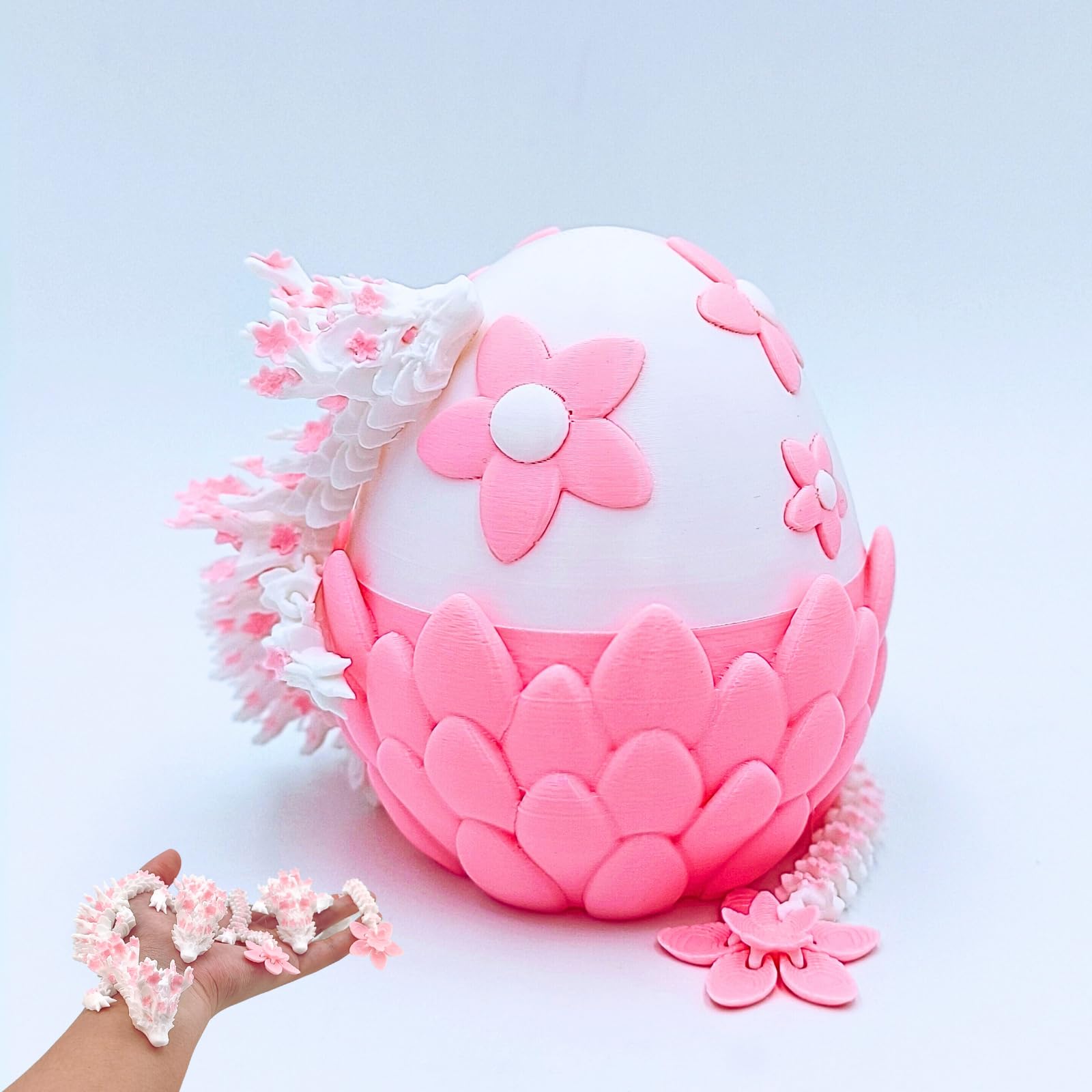 3D Printed Dragon Eggs, Easter Basket Stuffers for Kids, Prefilled Easter Eggs with Sakura Dragon, 3D Printed Animals Fidget Dinosaur Toys, Classroom