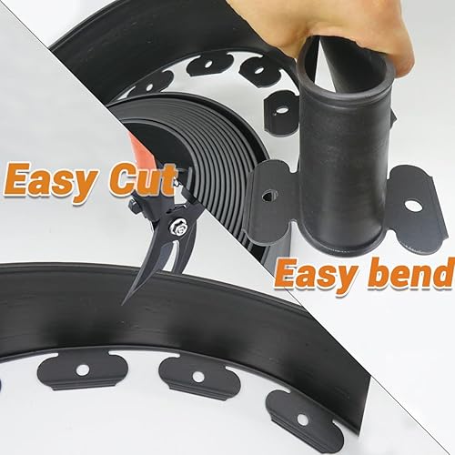 Miniatura 6 de Borde de borde de paisaje sin excavación, bordes de plástico para paisajismo, borde de jardín, bordes de césped, bordes de jardín, bordes de lecho