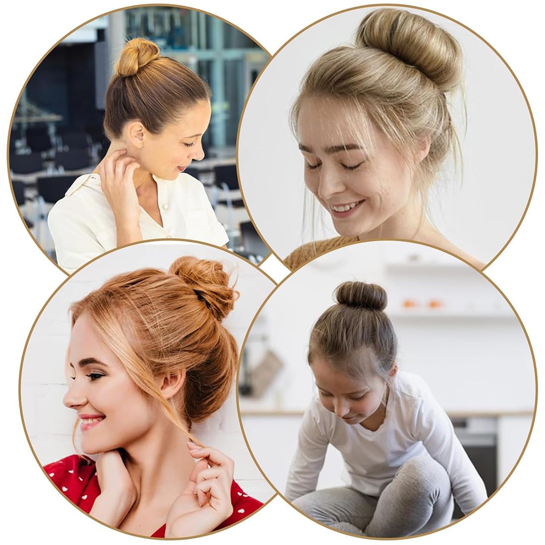 4 Stück Haare Frisuren Set, Haardreher, Dutt Maker, Bun Maker Magic Hair, Schwammdreher, Haarbonut, Haarknotenmacher Haar Styling Donut Brötchen, Dreher für Frauen und Mädchen (2 Groß + 2 Klein)