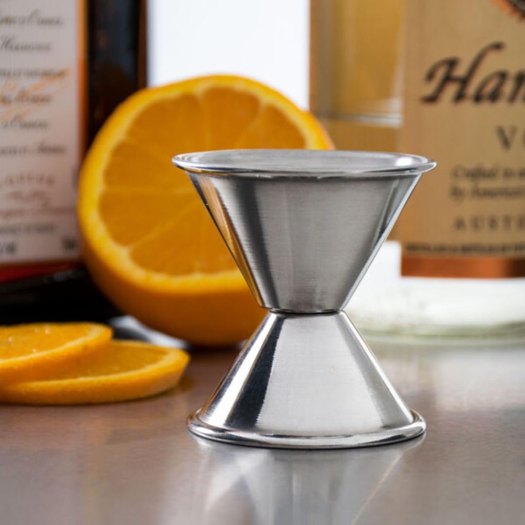 Soro Essentials- 1 oz / 1 1/2 oz Stainless Steel Jigger Set of 2- Double Cocktail Jigger Bartending Measuring Cocktails Jigger Bartender Tools for Shot Liquor Alcohol Home Bar Drink Kitchen