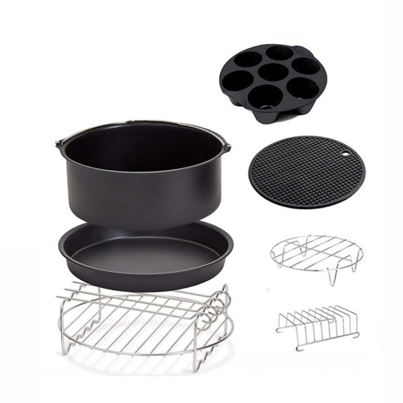 9 Pulgadas Accesorios Para Freidoras Sin Aceite Accesorios De Cocina 7 Kits Compatible Con Freidoras Sin Aceite Estándar 5,3-6,8 Cuartos De Galón O Más Incluye Bandeja Para Pizza, Tapete De Silicona