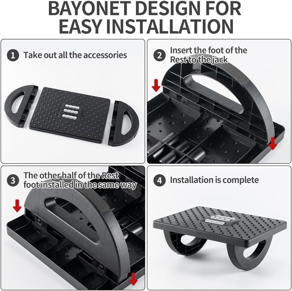 Image of Foot Rest for Under Desk at Work - Ergonomic Foot Stools for Under Office Desk - Rocking Footrest with Roller Massager - Leg Rest for Chair, Computer Gaming - Promote Leg Circulation