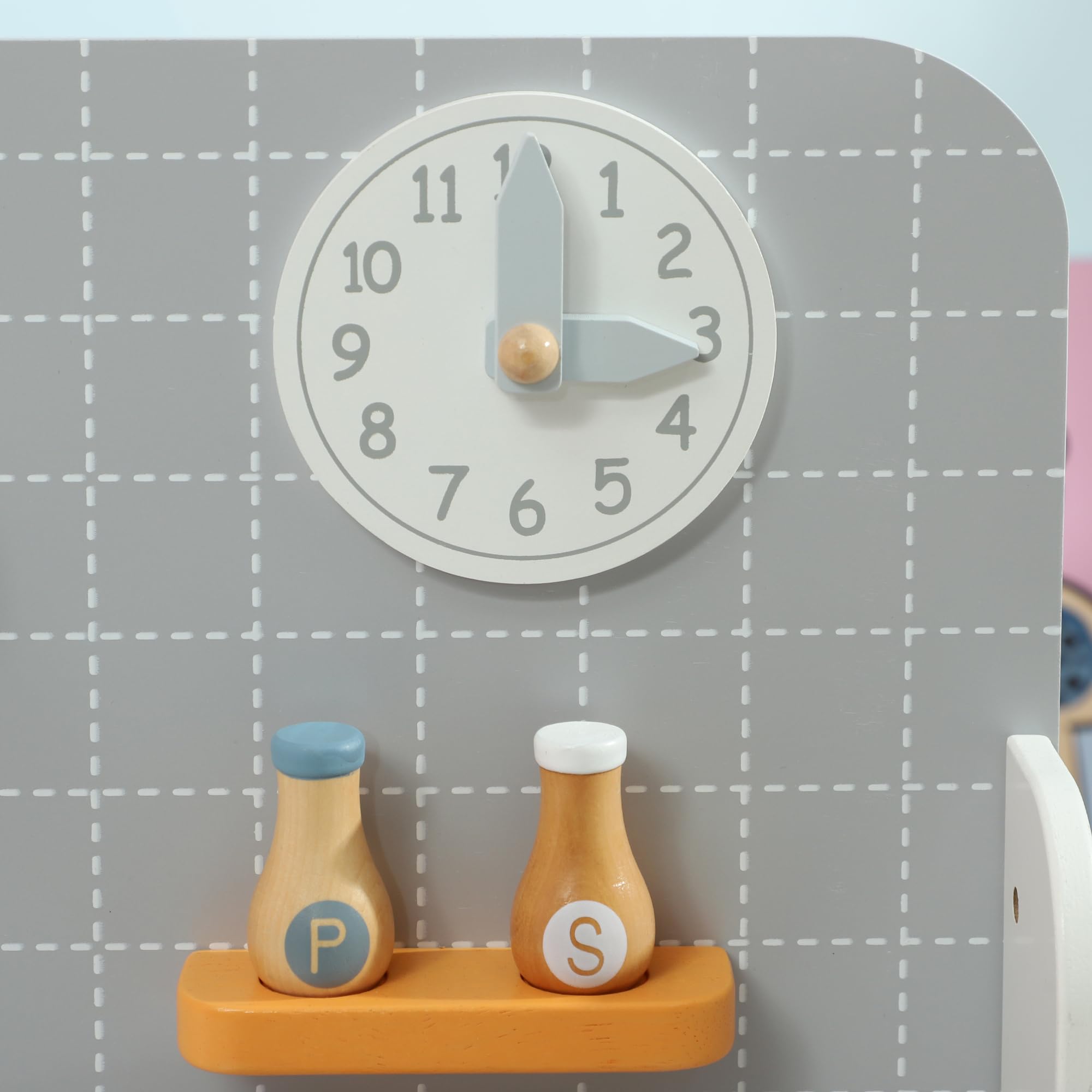 AIYAPLAY Cocina de Juguete con Sonido para Niños +3 Años 57x26x82 cm Gris | Cocinita Infantil, Cocinita de Madera Infantil, Fogón, Horno, Grifo, Fregadero, Accesorios de Cocina