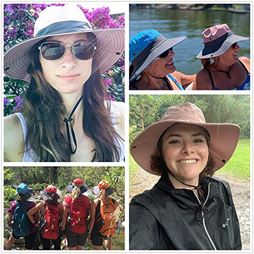 Womens Summer Sun Hat Outdoor Uv Protection Foldable Wide Brim Bucket Ponytail Hats Beach Safari Fishing Cap Pink #TOP6