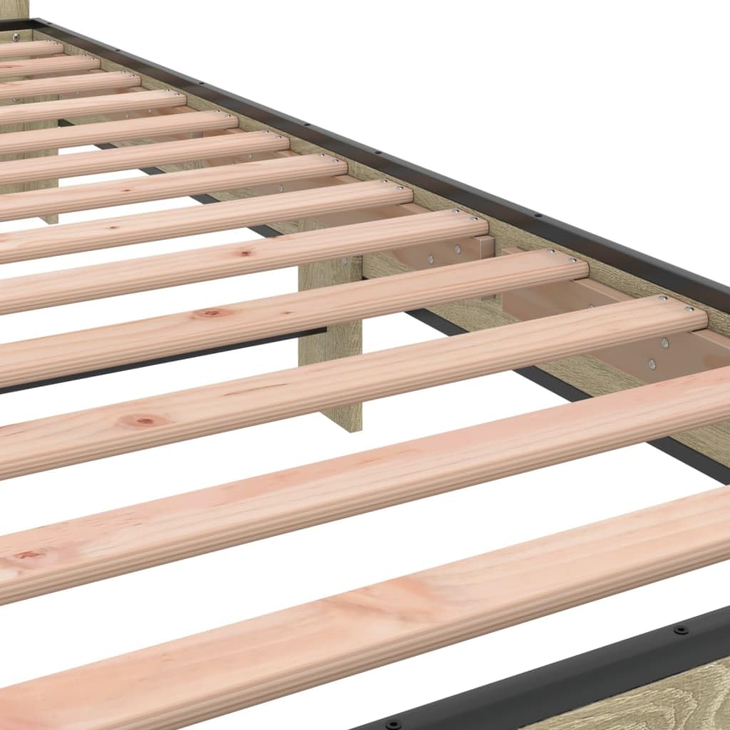 vidaXL - Bedframe - Bewerkte Hout - Gerookt Eiken