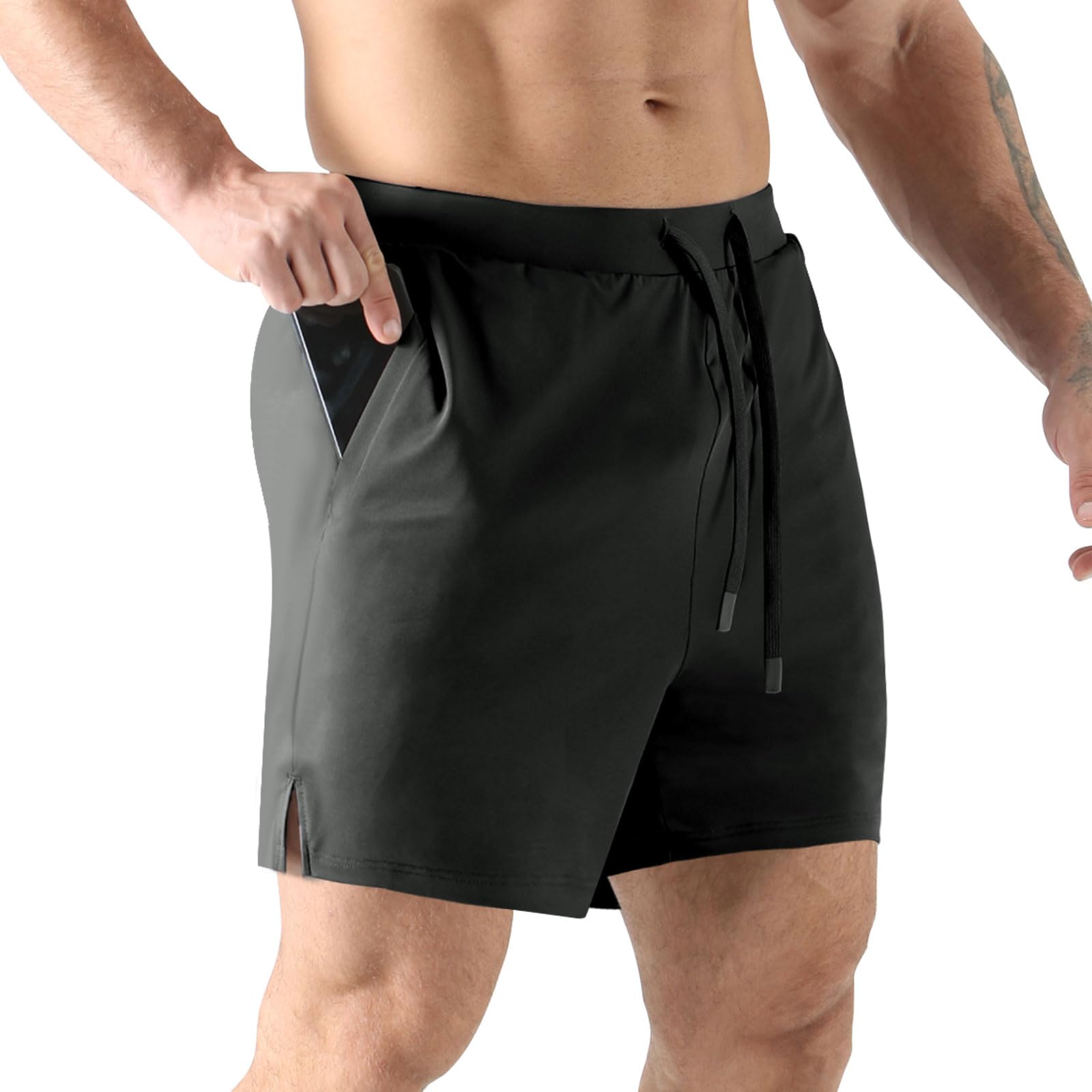 Jupmov Leichte Jogginghose Sport Shorts Herren Kurz 5 Inch mit Reiβverschluss Tasche Elastischer Bund Short Hose