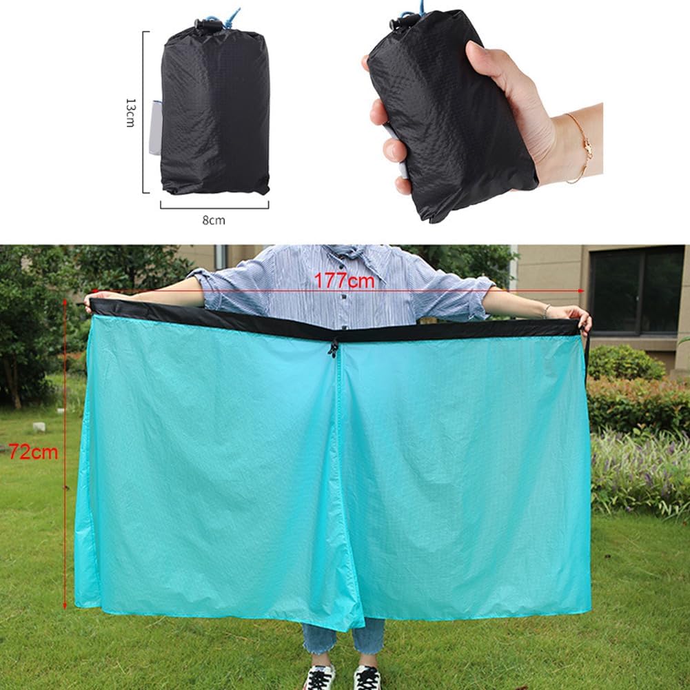 Lightweight Rain Skirt Unisex Rain Protection Skirt Raincoat Rainwear Liner Nylon Kilt with Carrying Bag for Camping Hiking