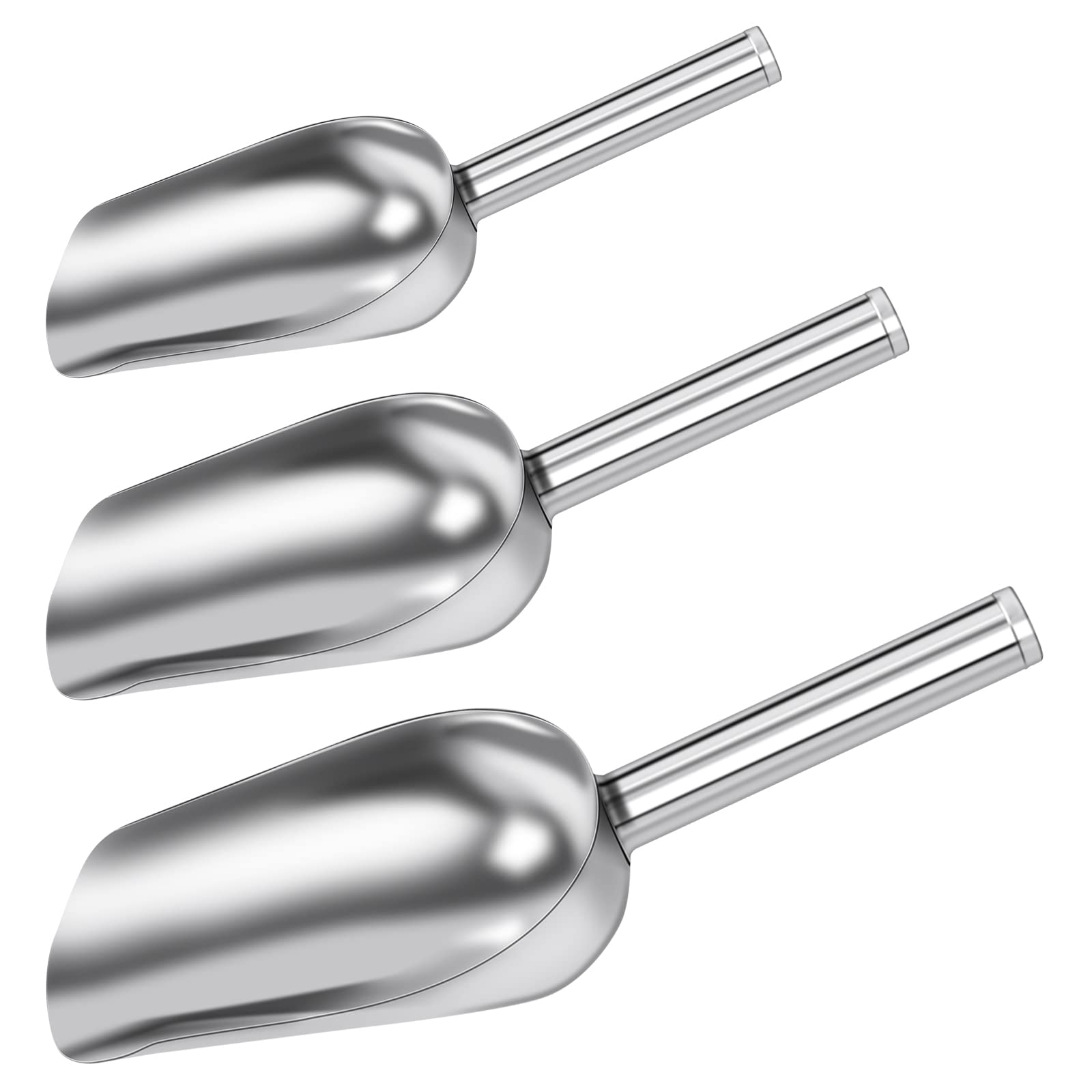 3 × Paletta per Ghiaccio in Acciaio Inox, Paletta Cibo Cucchiaini Multiuso, per per Cucine, Bar, Buffet, Cereali, Farina, Grano, Cibo per Gatti, Cibo per Cani