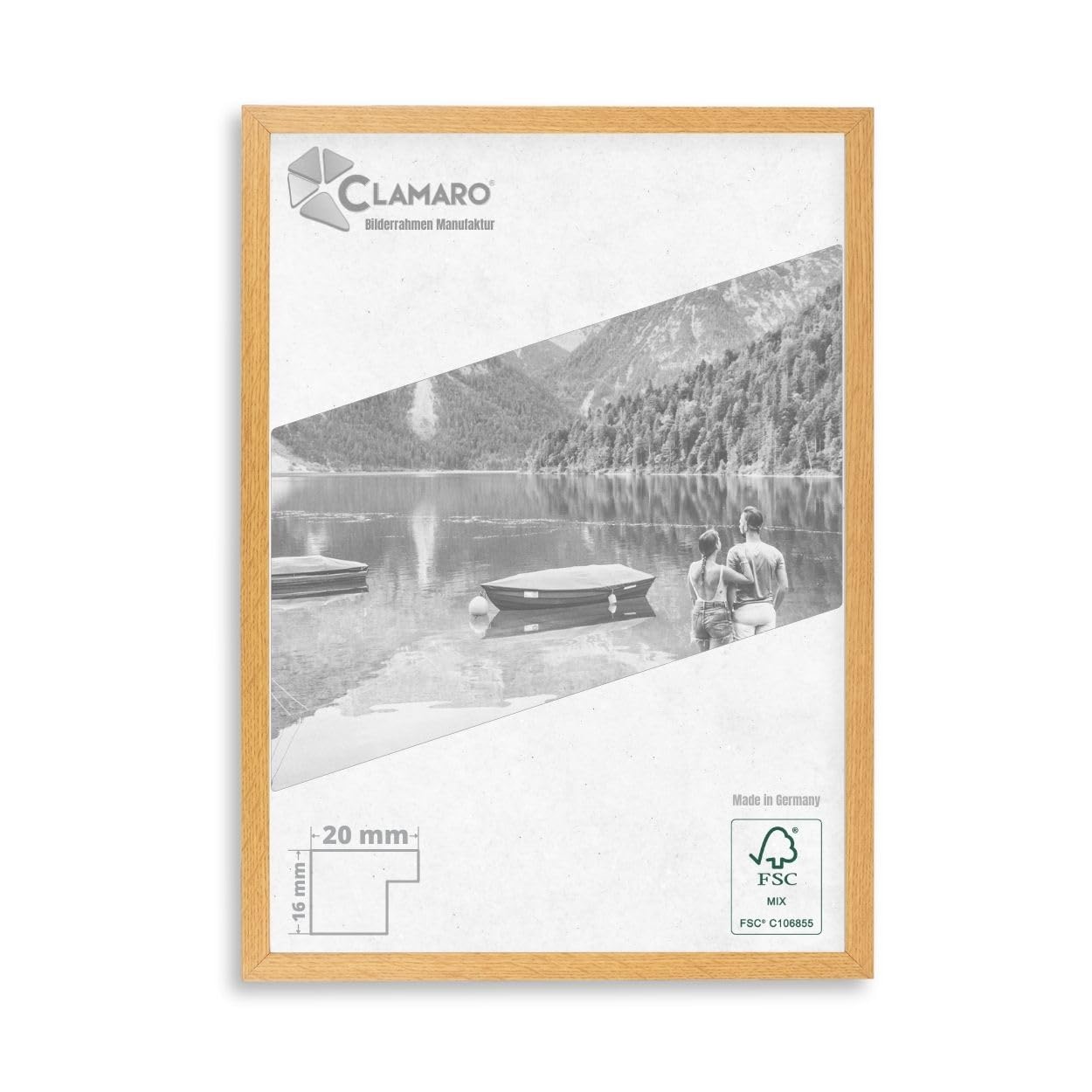 Clamaro 'COLLAGE' Picture Frame 22x32 Handmade | Silver Brushed | Modern Angular Frame Made From MDF Wood With Acrylic Glass Pane, Back Board And - View #5