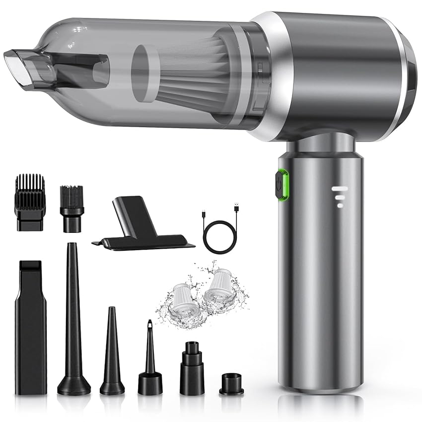 NVKHG Aspirabriciole Senza Fili, 26000Pa Aspirapolvere Auto Portatile, Aspiratore e Soffiatore con Motore Brushless, Mini Aspirapolvere Potente per Auto Casa Ufficio Peli di Domestici