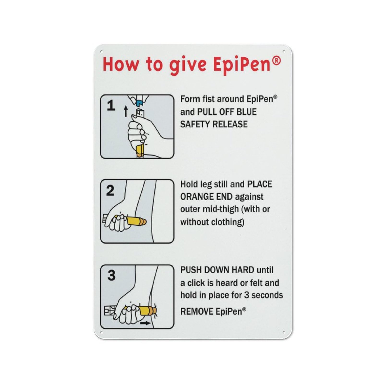 Kwqdozf As Pic 05 8X12 Inch How To Give Epipen Sign Reflective Aluminum Metal Warning Signage