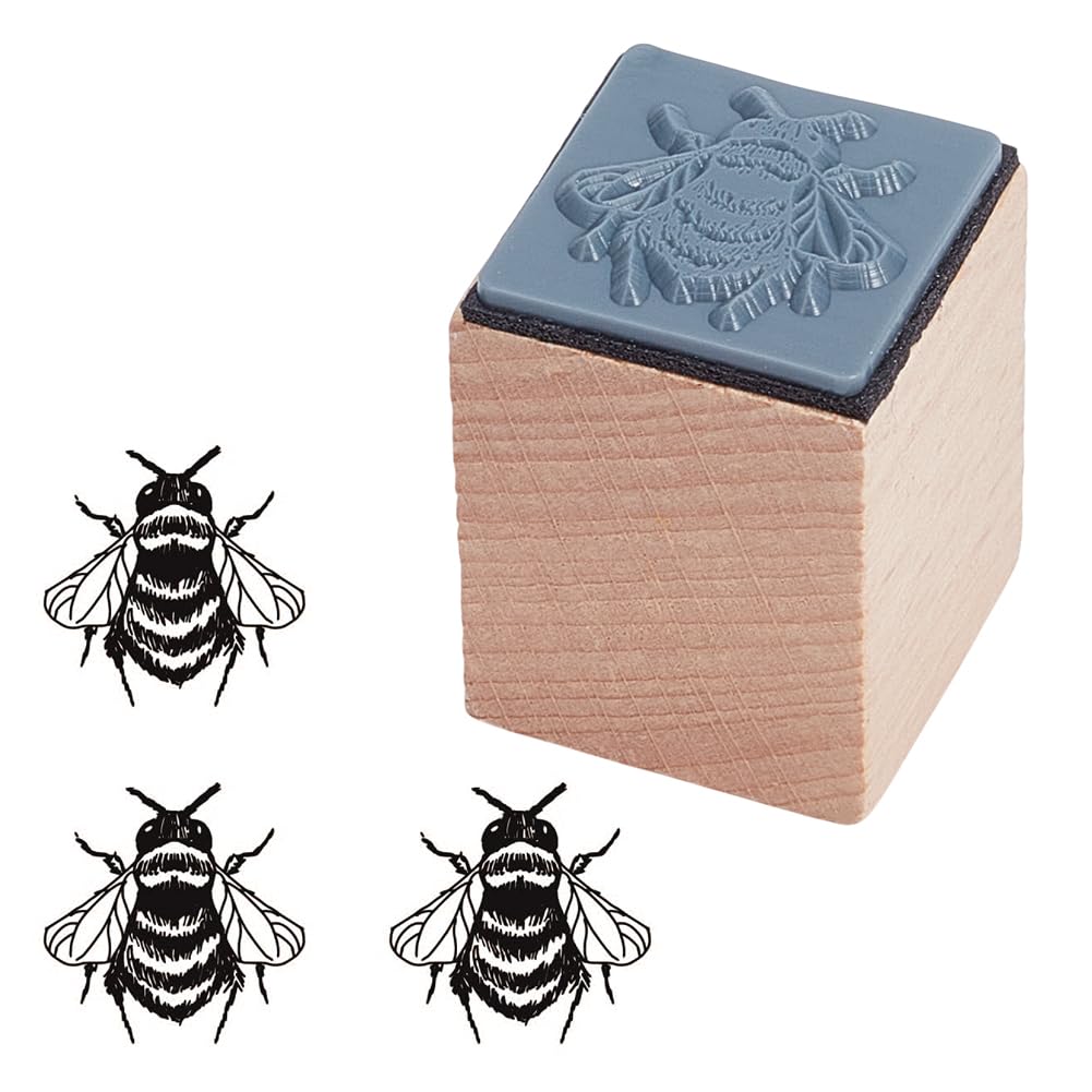 OLYCRAFT Wooden Rubber Stamp Bee Wooden Craft Stamp 1x1x1.2 Inch Mini Rubber Stamps Wood Stamping Tool for DIY Art and Craft Journals Albums Scrapbooking Card Making Planner Envelope