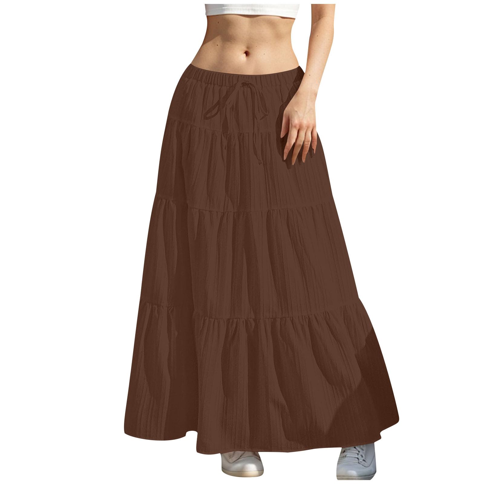 Skirt for Women Maxi Long Bodycon Vacation Boho Pleated Low Rise Basic Skirts Women 2025