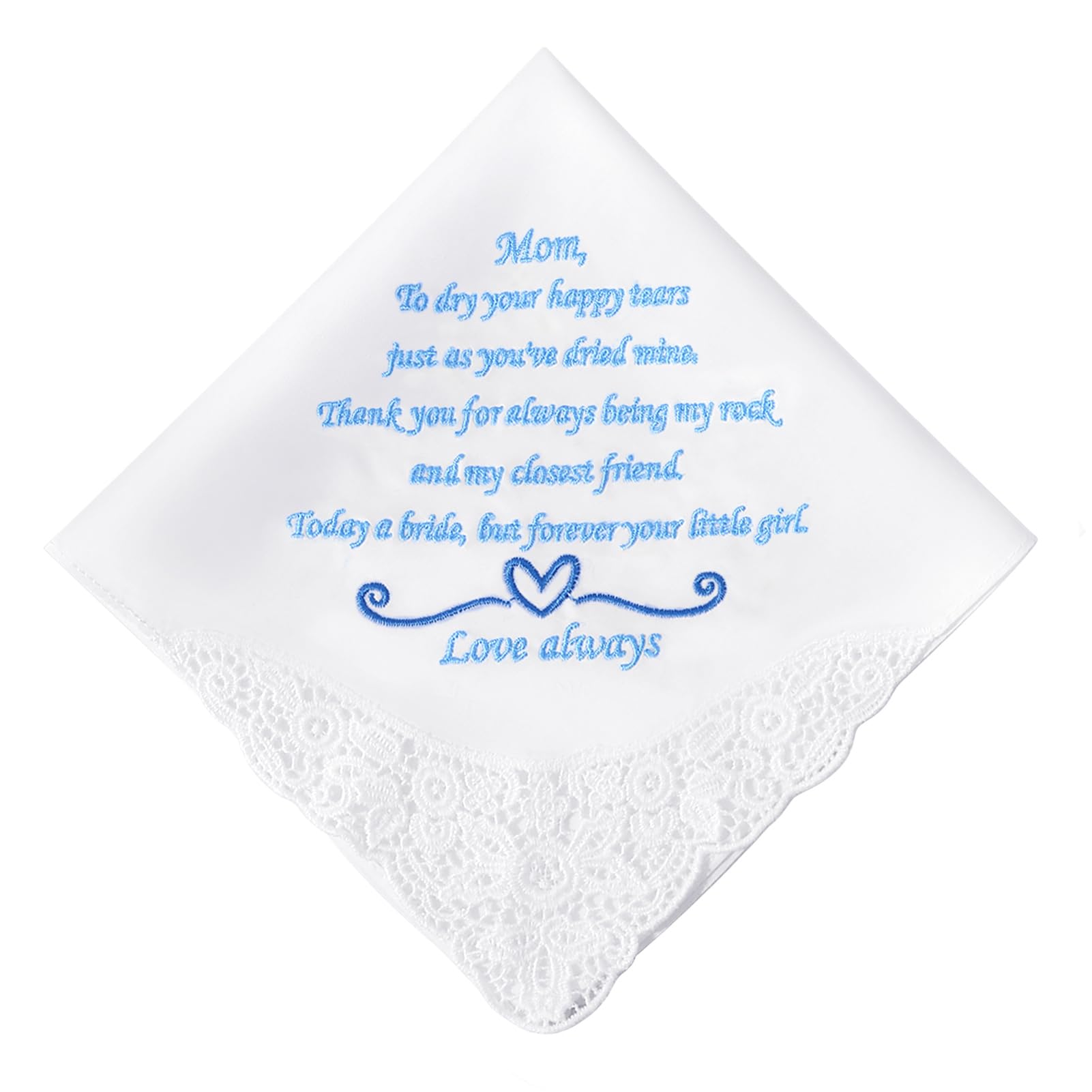 Mother of The Bride Gifts Something Blue Embroidered Wedding Handkerchiefs