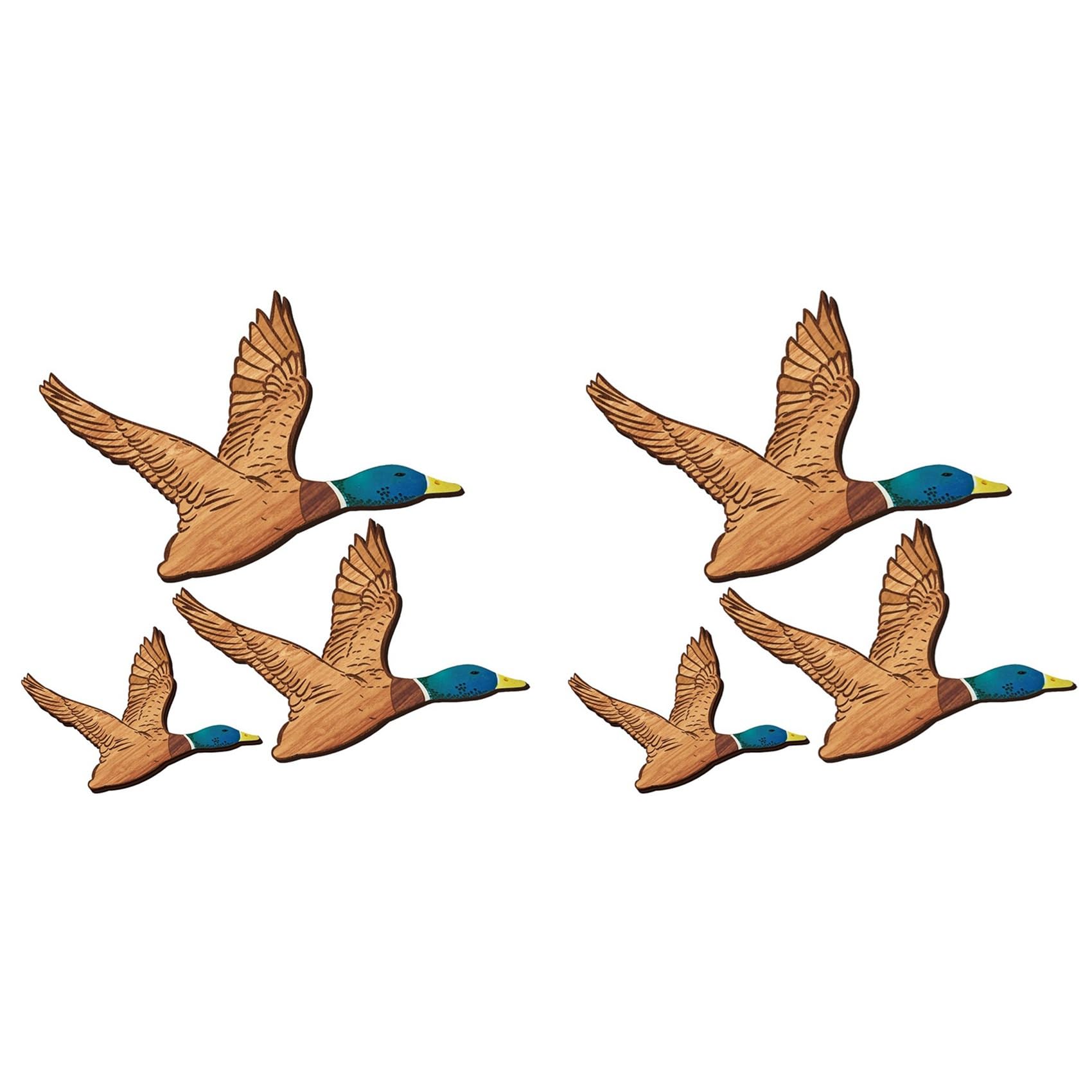 Hndhbfgrt 6X 3 Size Mallard Duck Wall Art Wooden Ducks Wall Decor Rustic Flying Birds Wall Decor Carved Wood Wall Art for Home